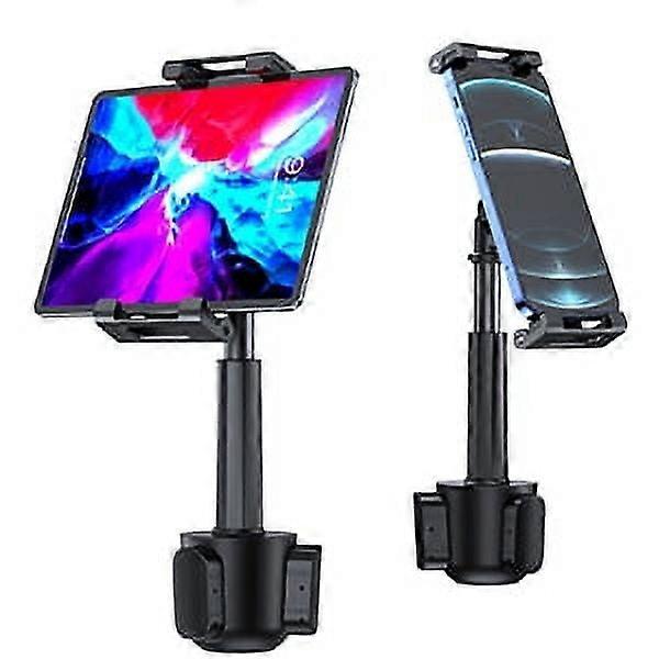 Car Cup Holder Tablet Mount, Universal Cradle for compatible with iPad Pro/Air/Mini, Kindle, Nintendo Switch, Smartphones, 4" to 11" Devices