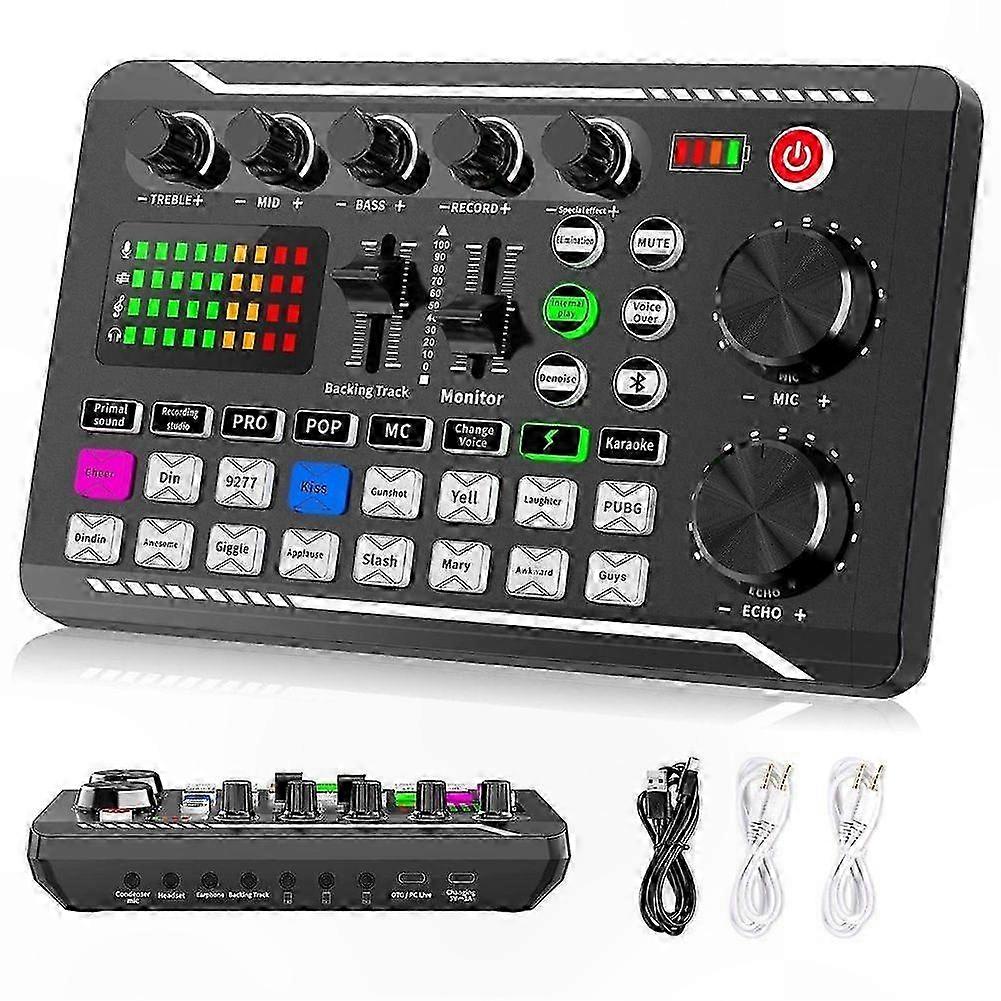 Live Sound Card o Mixer for Podcast, Voice Changer-Compatible with Microphone Karaoke Systems