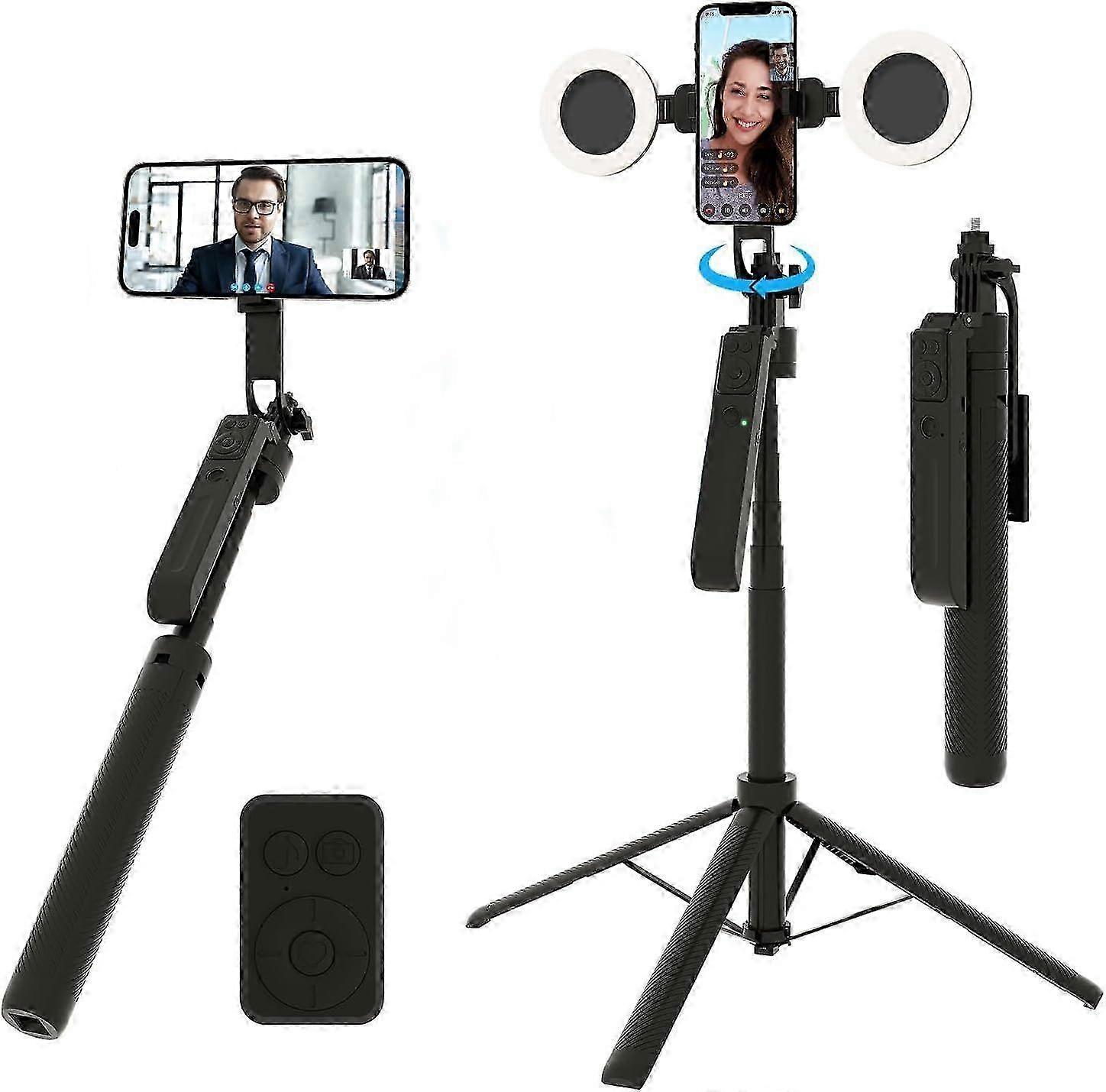 2025 Newest Automatic Face Tracking Selfie Stick Tripod With Fill Light, 360