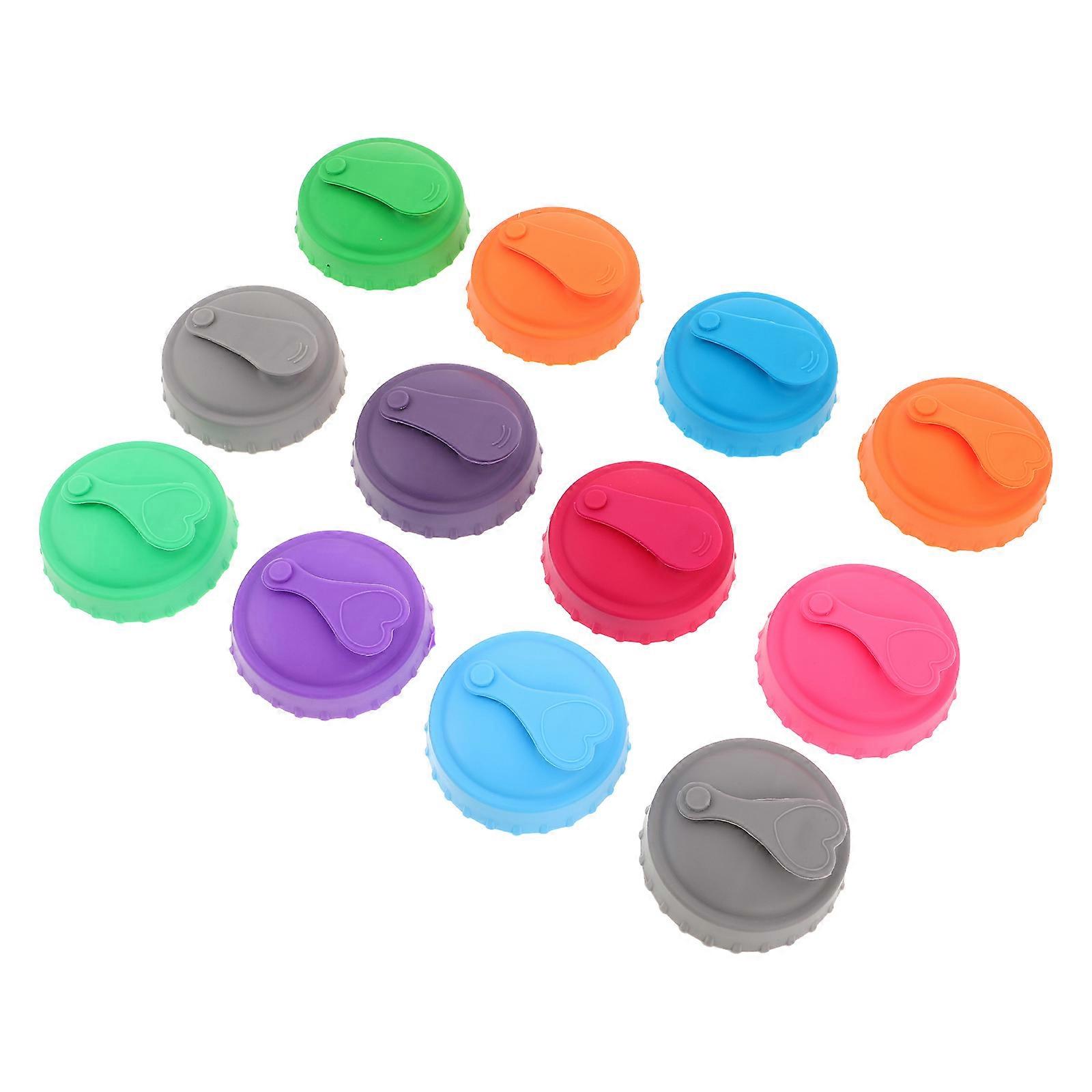 12Pcs Silicone Can Lids for Soda Cans and Beer Bottles in Multi Color for Outdoor Picnic and Travel