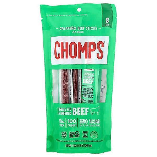 Chomps, Jalapeno Beef Stick, Medium, 8 Sticks, 1.15 oz (32 g) Each