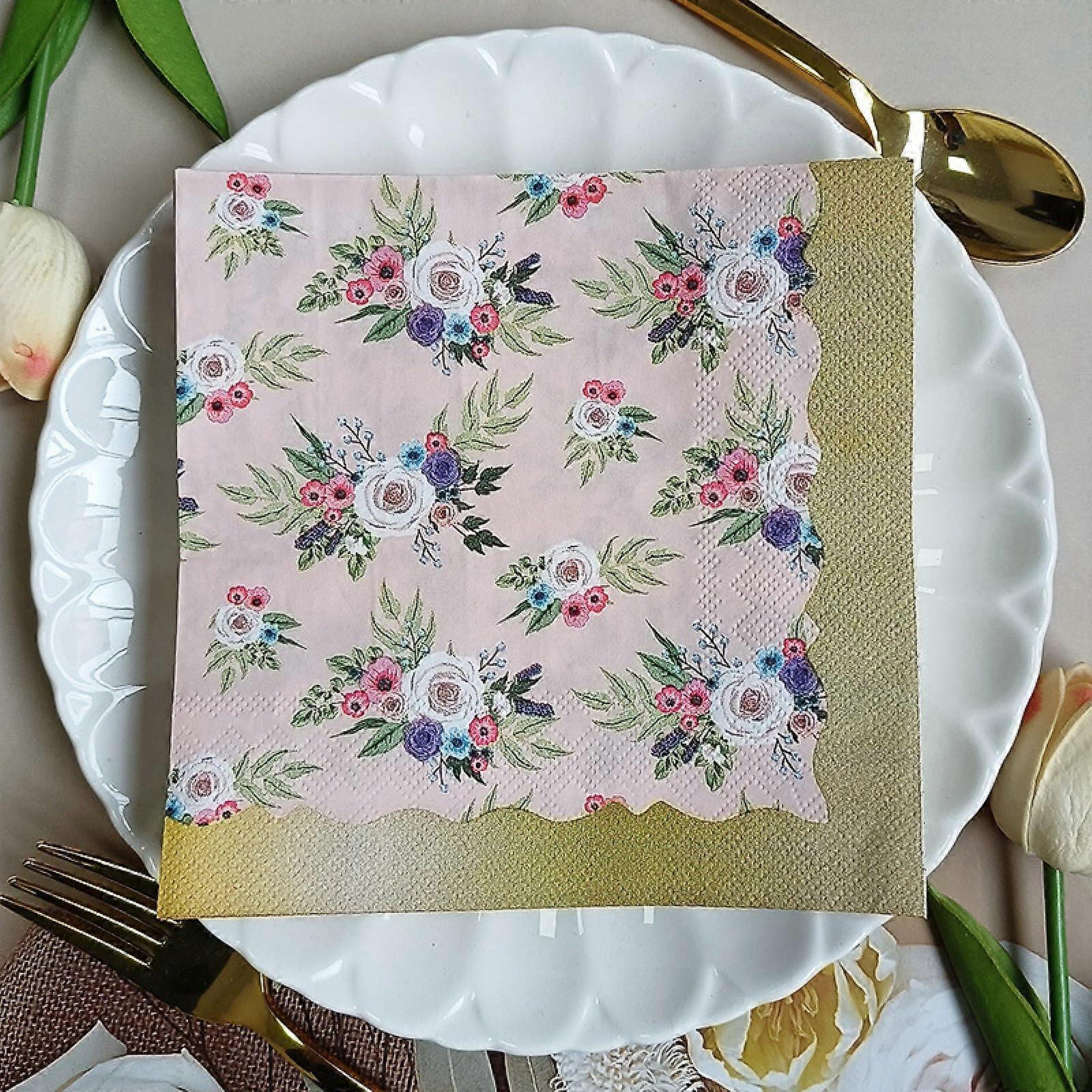 Napkins Colorful Flowers Disposable Table Napkins 33x33cm Soft And Strong Paper Serviettes 10 Packs