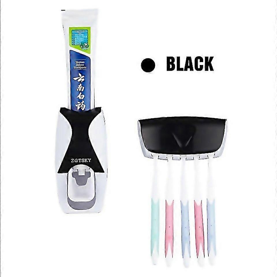 For Toothpaste Dispenser Wall Mounted Toothbrush Holder Set Dustproof Sticky Suction