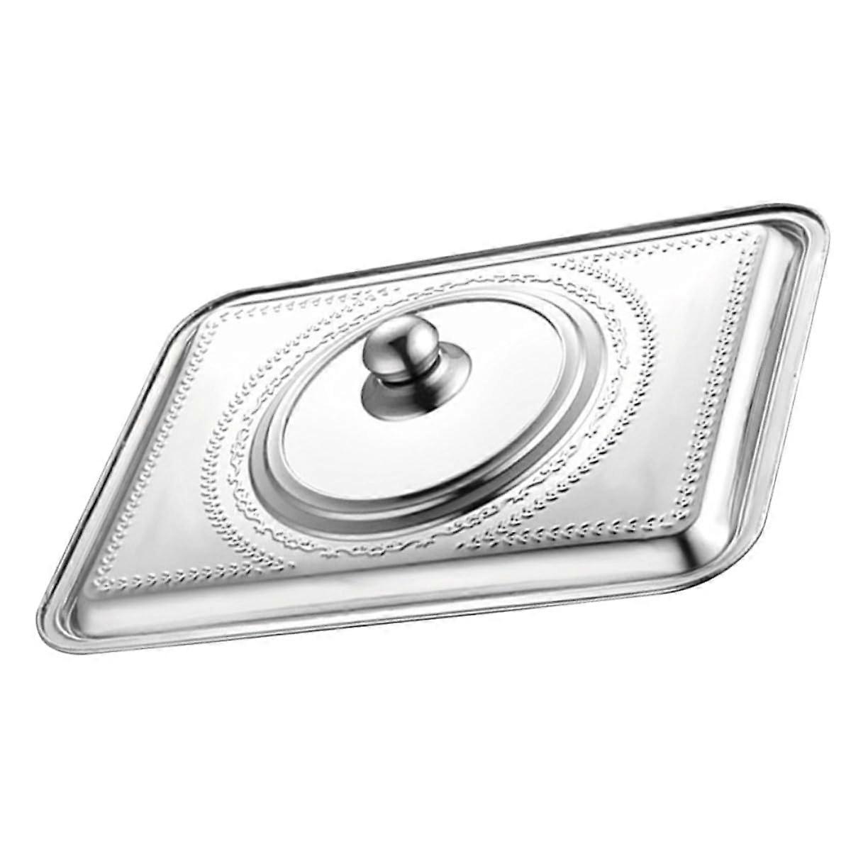 Stainless Steel Pot Cover, Rectangular Lid, Splash Guard, Visible Design, Large Handle for Home and Restaurant Cooking