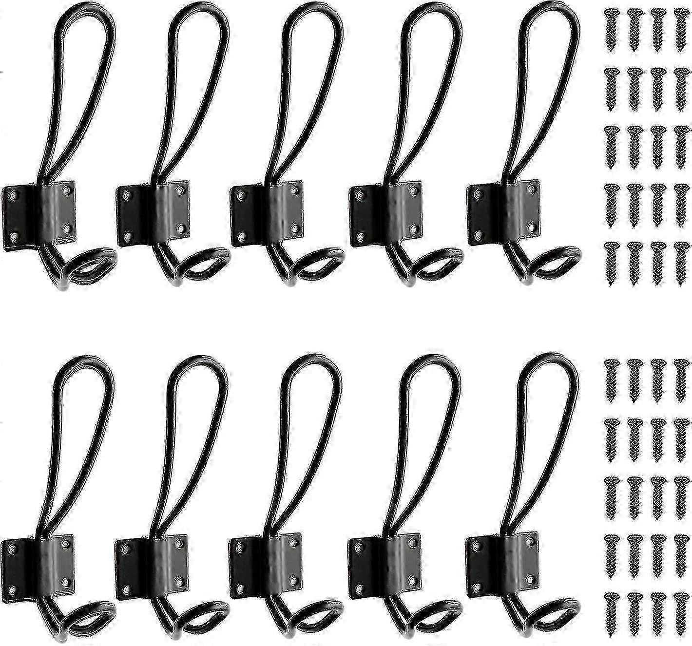 2024 10 Pieces Heavy Double Coat Robe Hooks Prong Cloth Hanger Wall Mounted With Gift