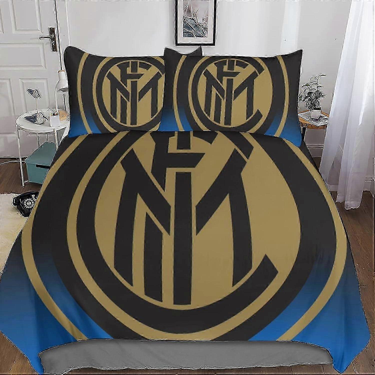 HOUKIG 3D Inter Milan Effect Children And Adults Printed Comforter Set with Pillowcases Comforter Bedding Set (3d Super Club)