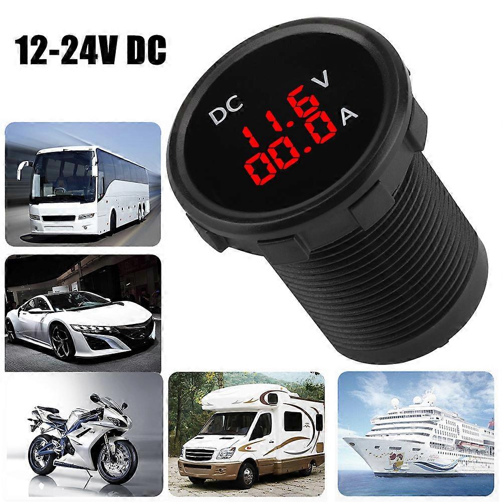 12-24V Digital Voltmeter Ammeter Voltage Current Meter Red LED Display for Car Motorcycle Boat
