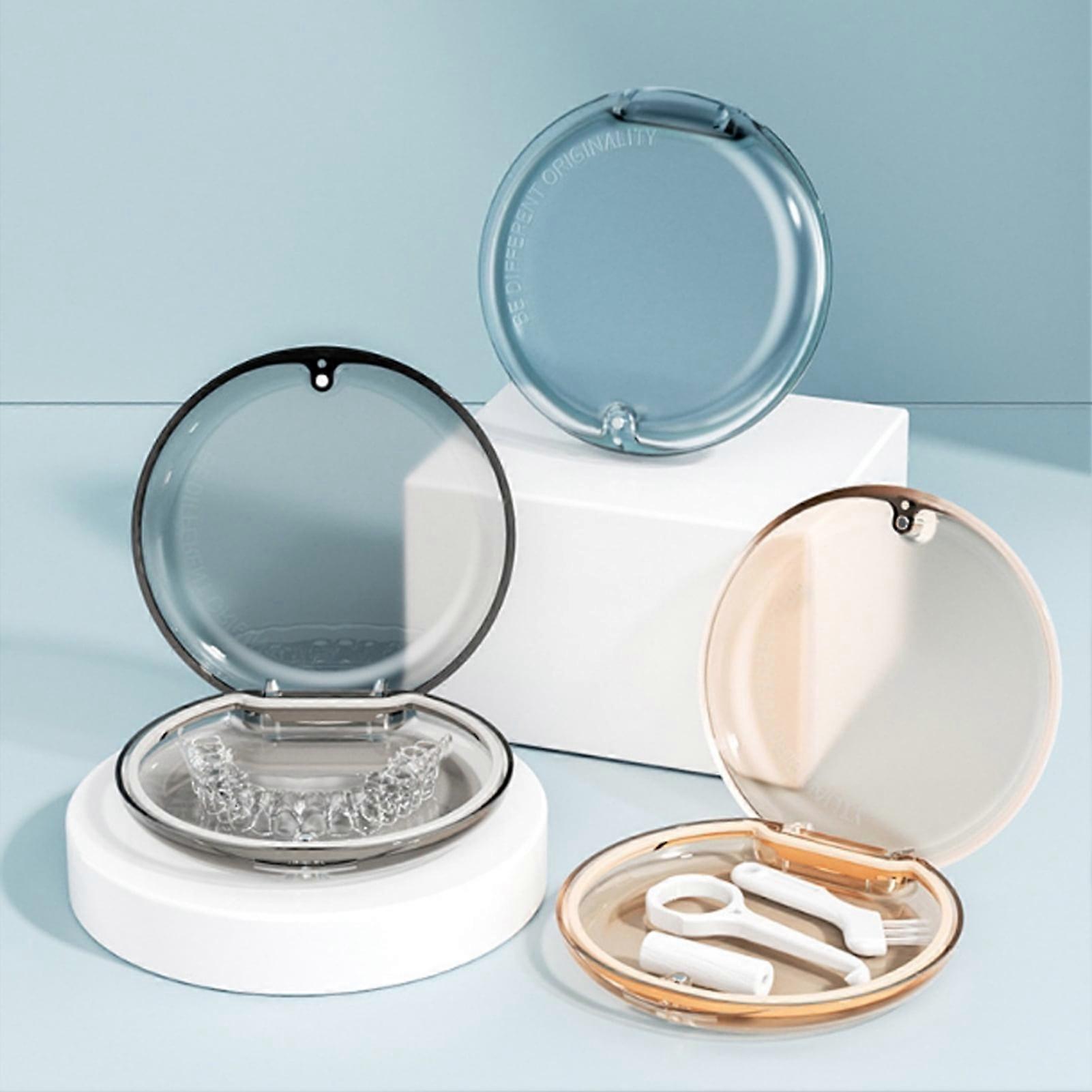 SUSUchens Braces Storage Box with Mirror, Magnet Closure, Dustproof & Moisture-proof, Compatible with Retainers, Mouth Guards, Includes Removal Tool