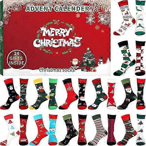 Advent calendar 2024 with socks - 24 days with different Christmas patterns for adults