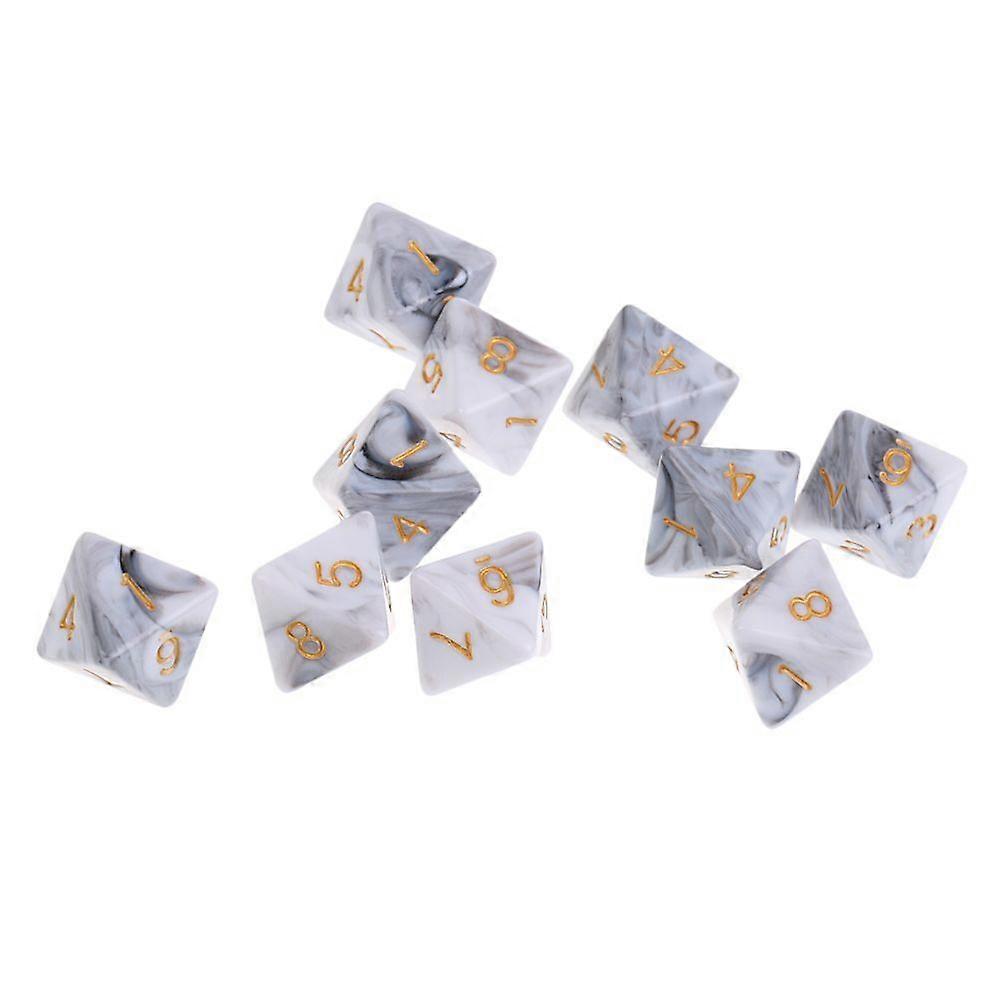 10pcs 8 sided dice d8 polyhedral dice for dungeons and dragons tabletop games white gray