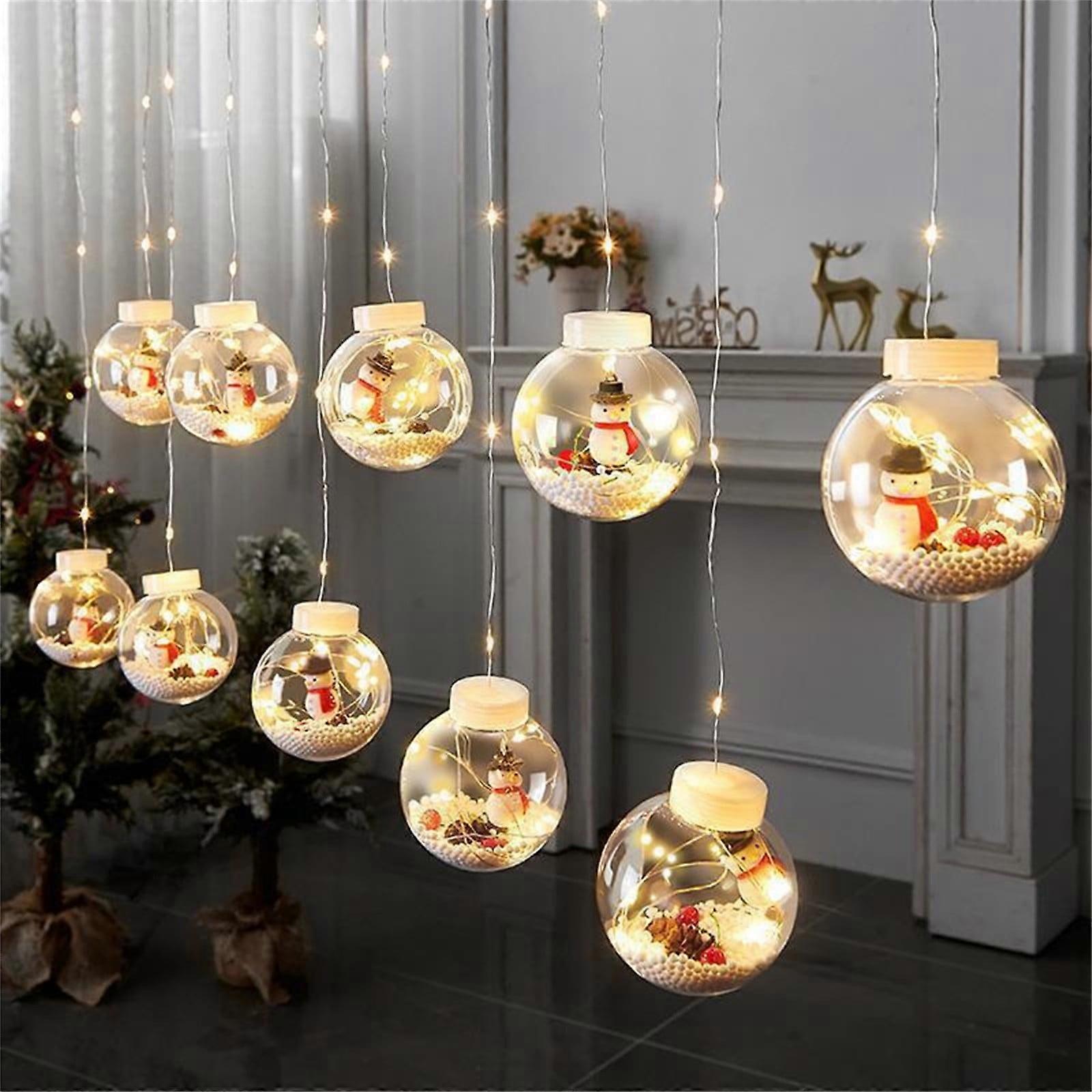 Summer Savings 2024! Compatible with Ympuoqn, big size LED transparent Christmas ball string, 3.15" diameter, inkberry pines needle filling, indoor