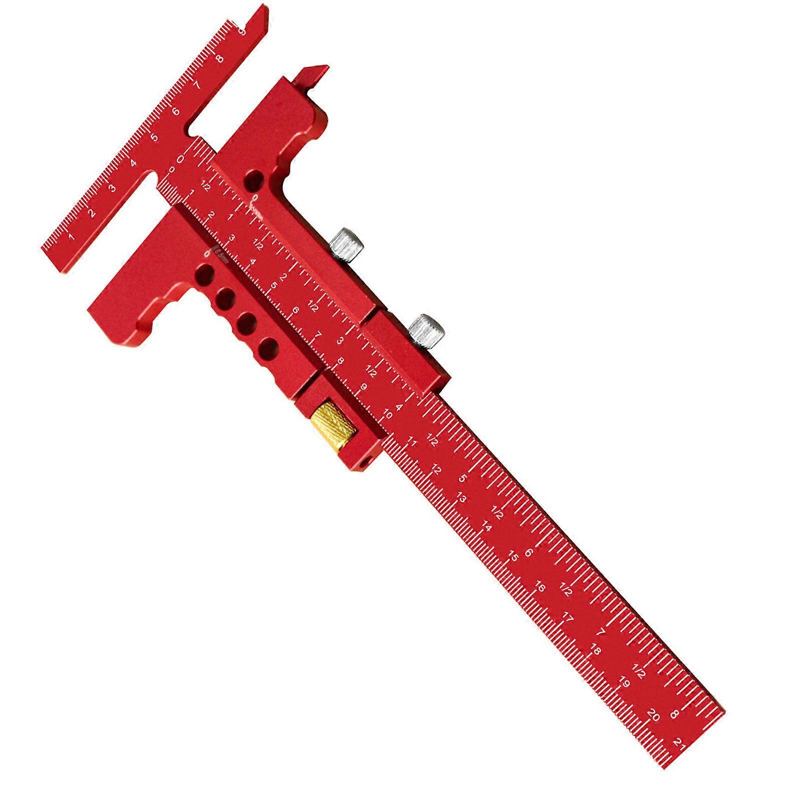 Woodworking Construction Ruler T-shaped Ruler Woodworking Scriber Marking Line Ruler Woodworking Marking Ruler  Red