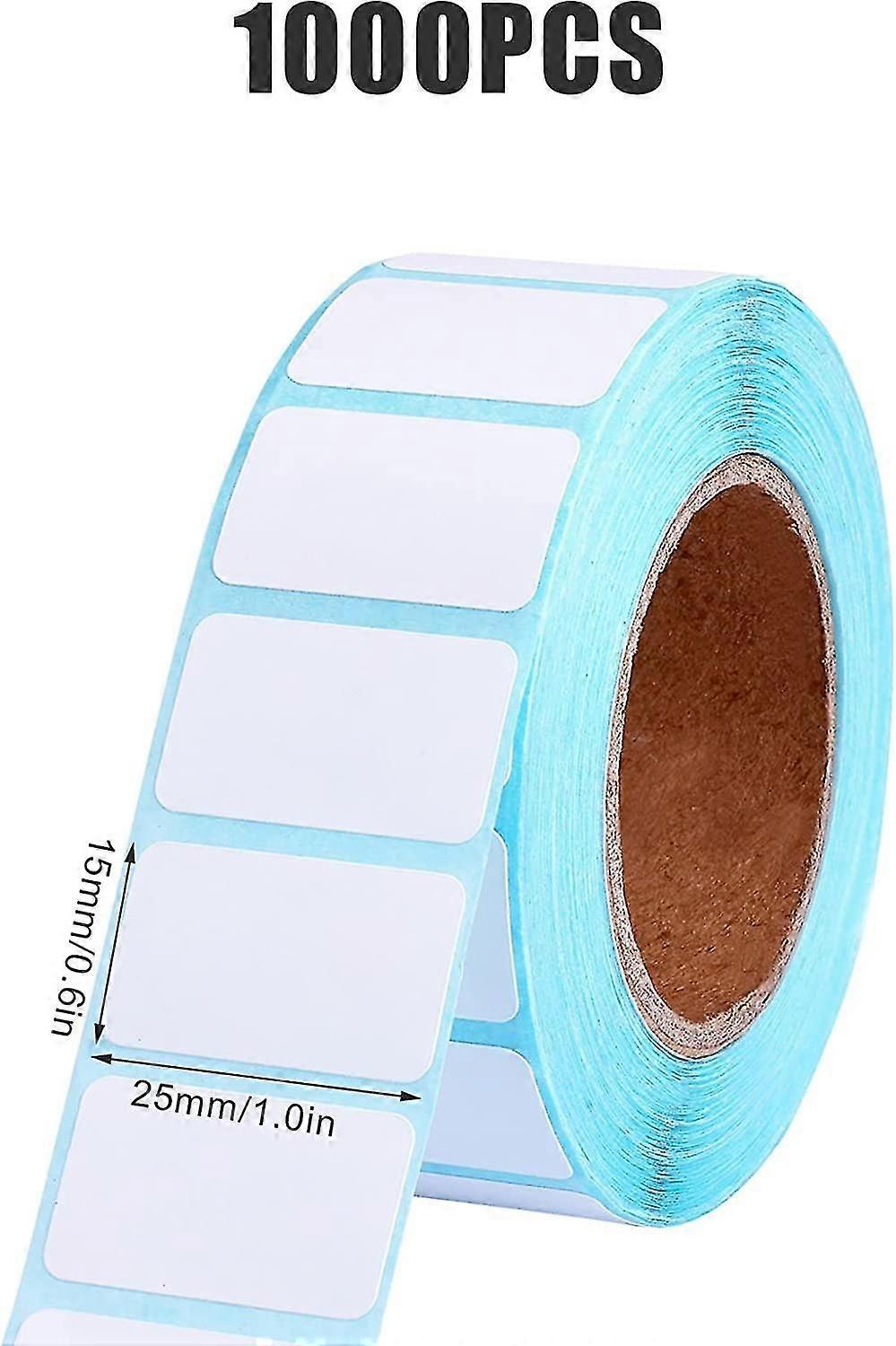 1 Roll / 1000pcs 25x15mm White Rectangular Self-adhesive Labels, Self-adhesive Inscriptionable Thermal Labels