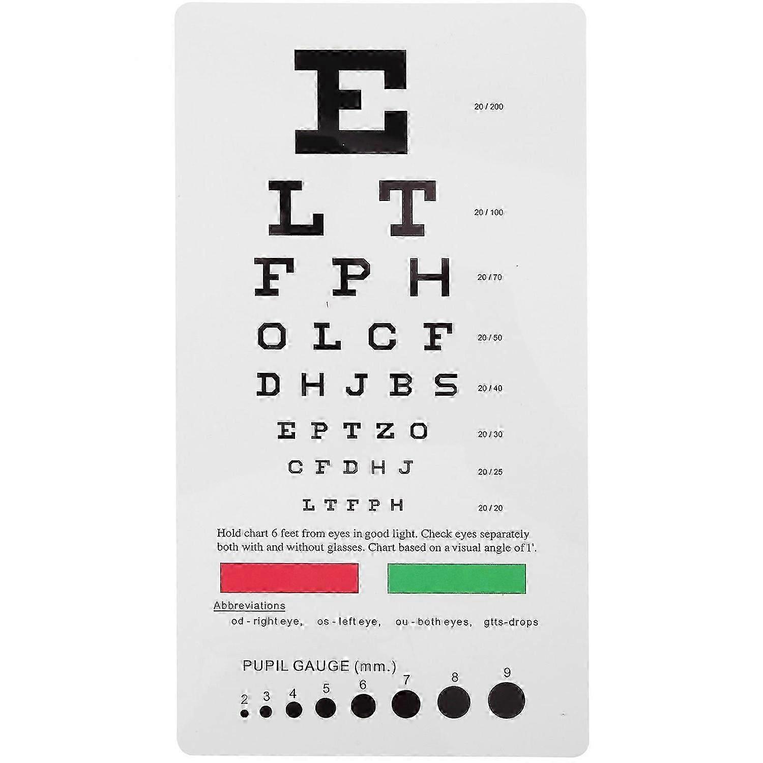 Plastic Eye Chart Vision Testing Eye Chart Portable Eye Chart Double Sided Eye Chart for Wall S1