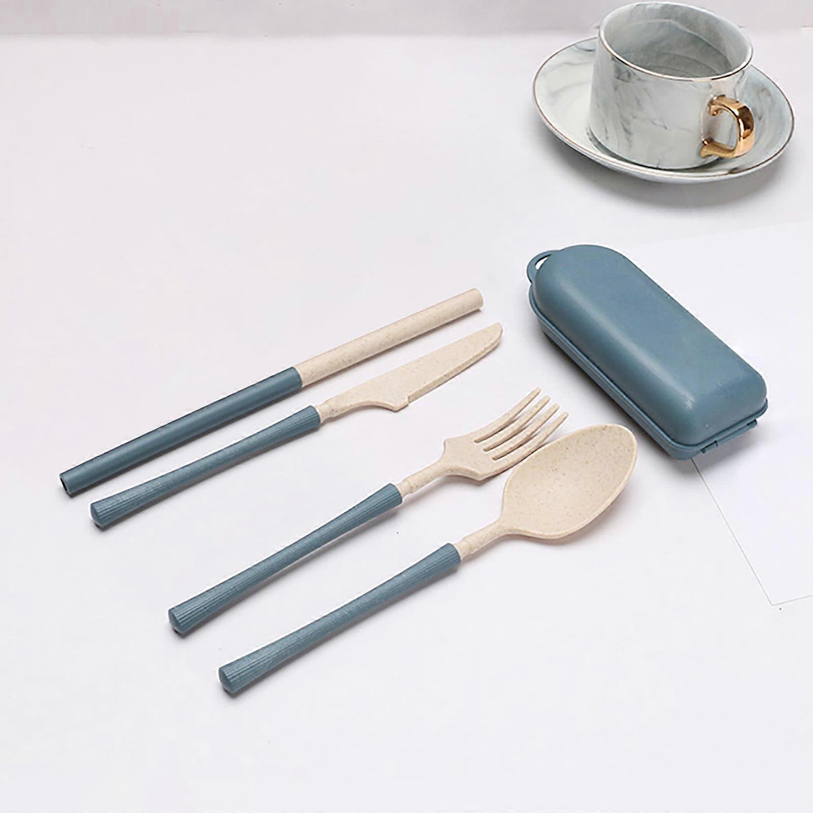 Jacenvly Travel Utensil Set with Case, Reusable Wheat Straw Spoon, Fork, Straw - Portable Cutlery for Camping, Picnic or Daily Use
