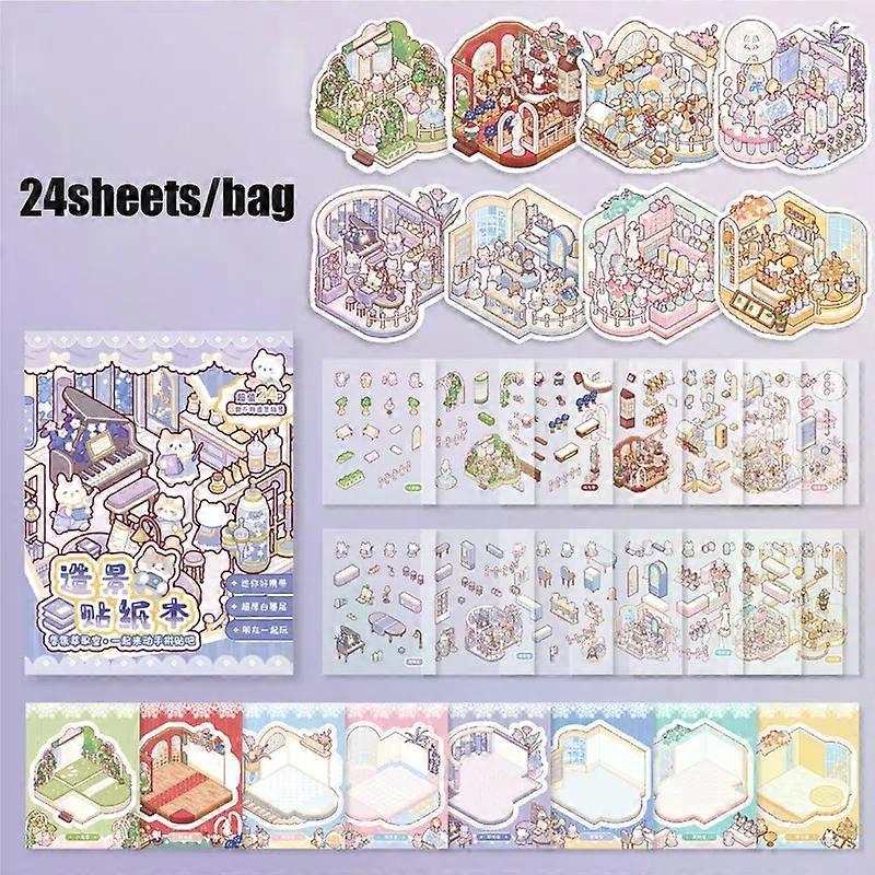 Mr Paper Zoo Small Group Meow Meow Adventure Series Scenic Sticker Book scrapbooking stickers DIY Handbook Decorative Stickers