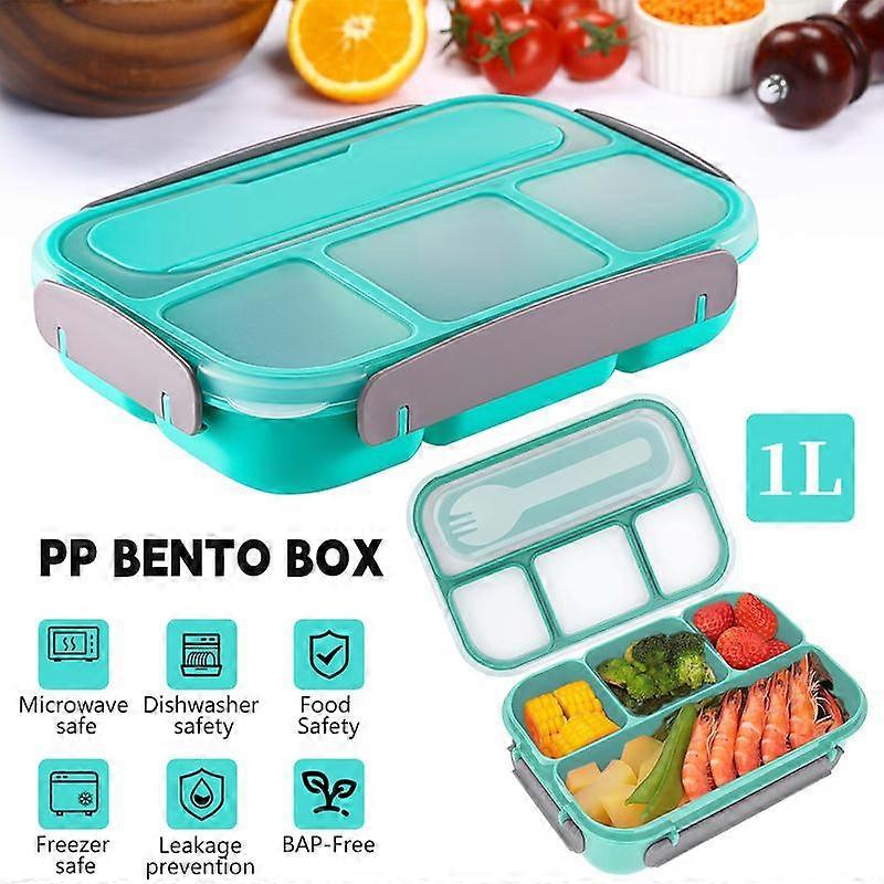 Bento Boxes for Adults 1000ML Bento Lunch Box,4 Compartments Snack Containers With Spoon & Fork,Microwave & Dishwasher & Freezer Safe, BPA F