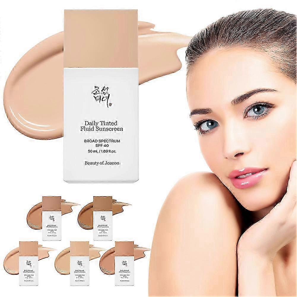 Daily Tinted Fluids Sunscreen for Face Moisturizing Broad Spectrum SPF40 Korean Skincare