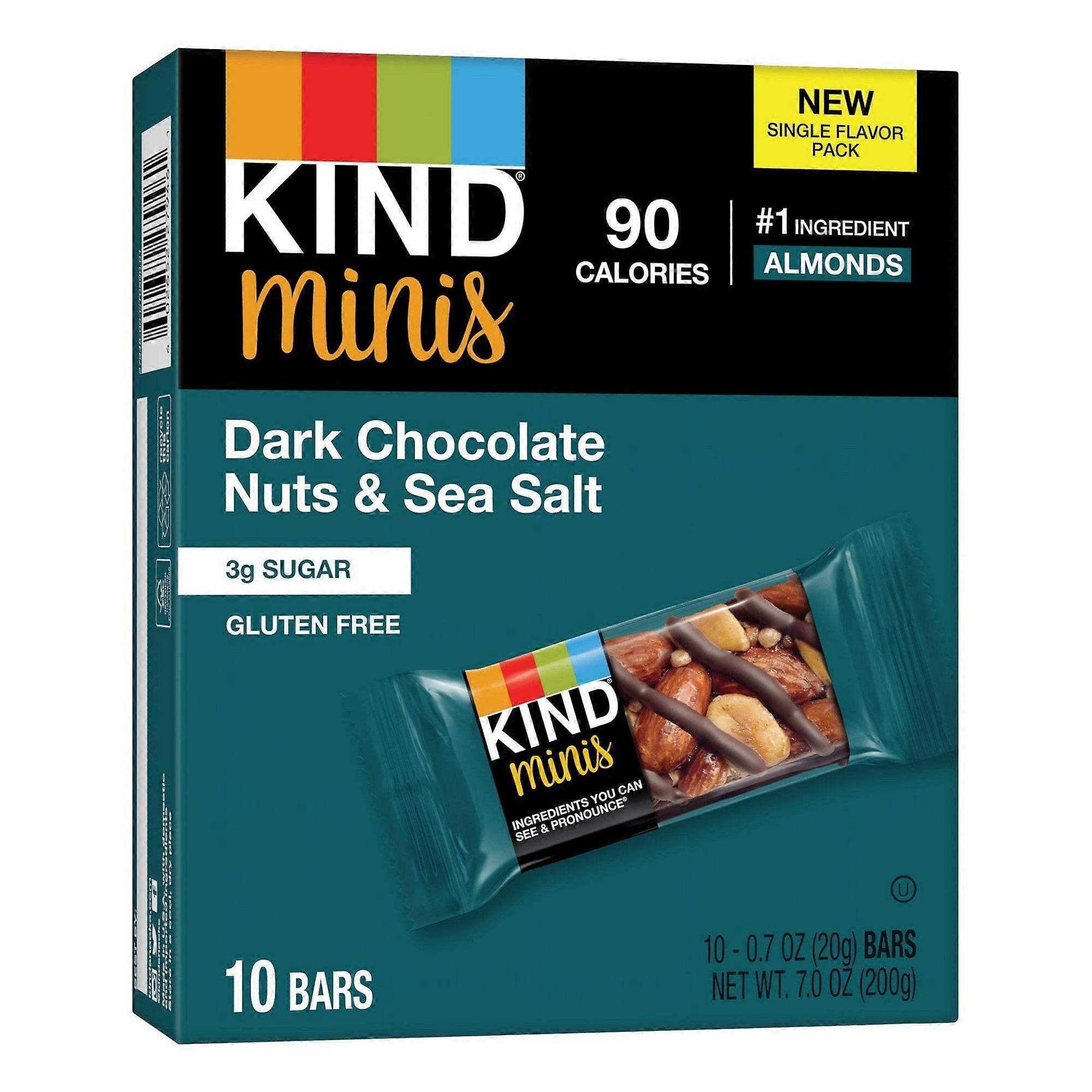 Kind Minis Dark Chocolate Nuts Sea Salt Energy Bars, 10 Ea