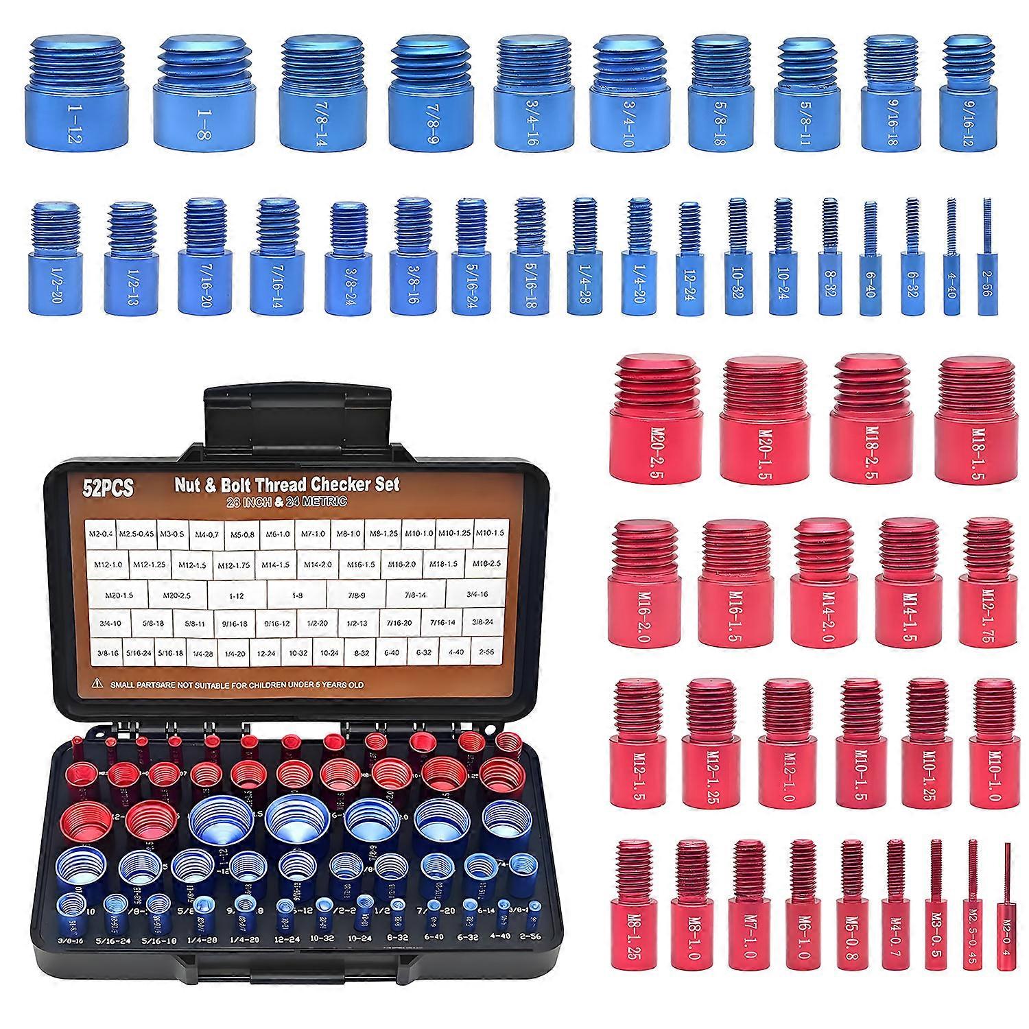 Thread Size Inspector Set 52PCS SAE STANDARD Criteria For Workshop Maintenance Oxidation Resistant Spaceflight Substance Multicolor