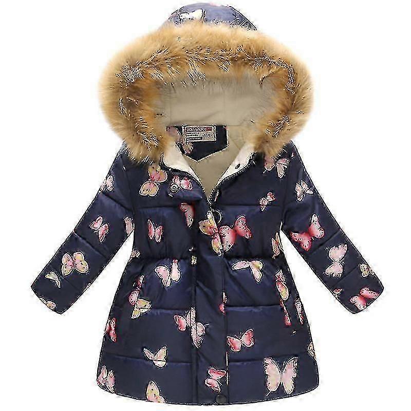 kid flicka vinter päls huva parkas kappa vadderad varm dunjacka ytterkläder-2025