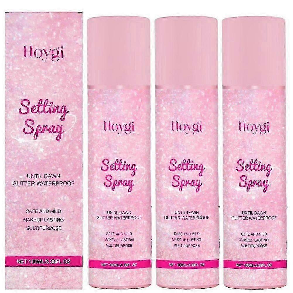 ספריי גליטר - מקבע איפור עמיד לאורך זמן עם נציץ חומצה היאלורונית, תרסיס מרענן לשליטה בשמן