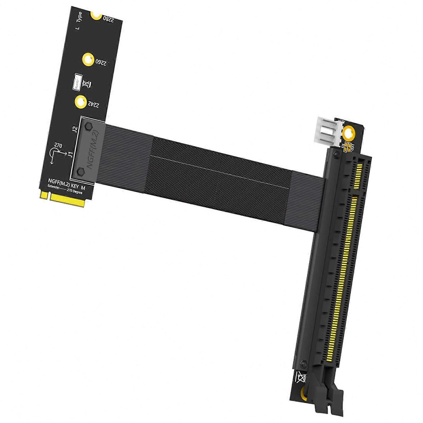 M.2 NGFF NVMe Key M to PCIE 16X Graphics Card Extender Cord M.2 16X M.2 Risers Card Adapter Left Direction GPU Cable Multicolor