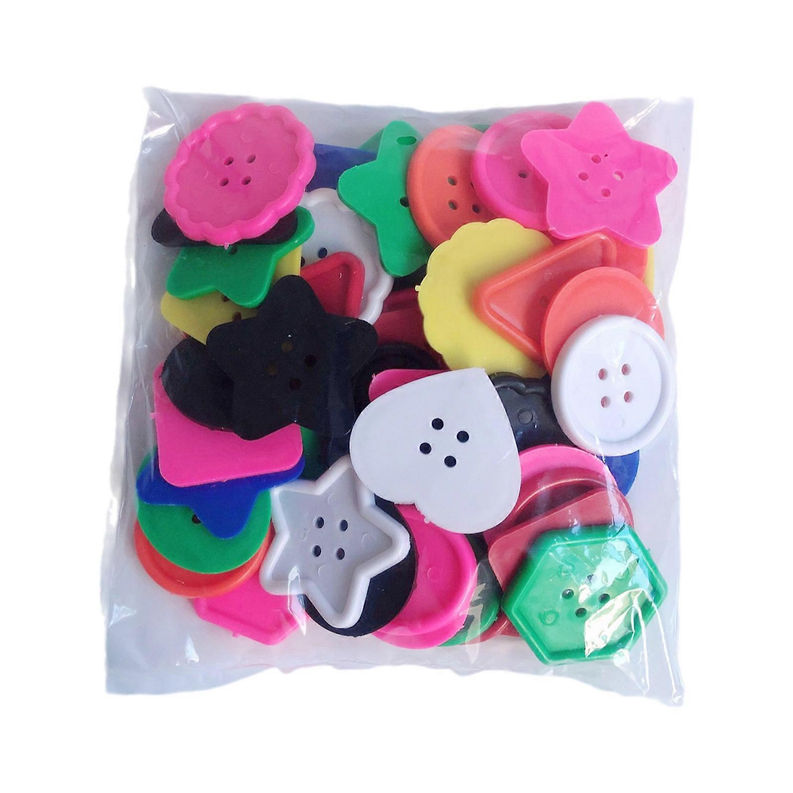 50 Pcs/Set Big Bright Buttons Colourful Buttons Craft Buttons Geometric Shapes Buttons Large Buttons for Craft Projects Multicolor