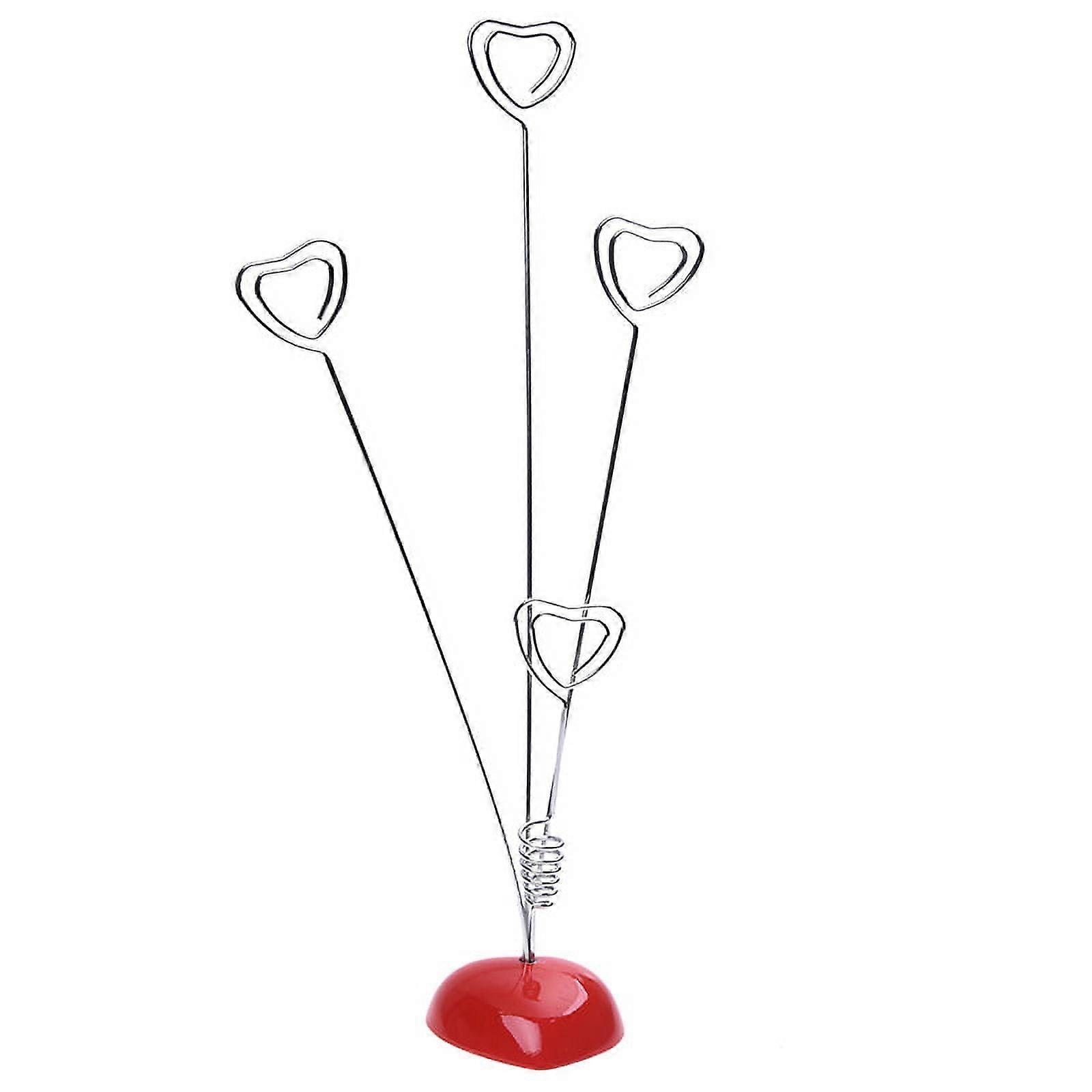 Heart-Based 4 Standing-Heart Wire Holders Photo Card Note Memo Tree
