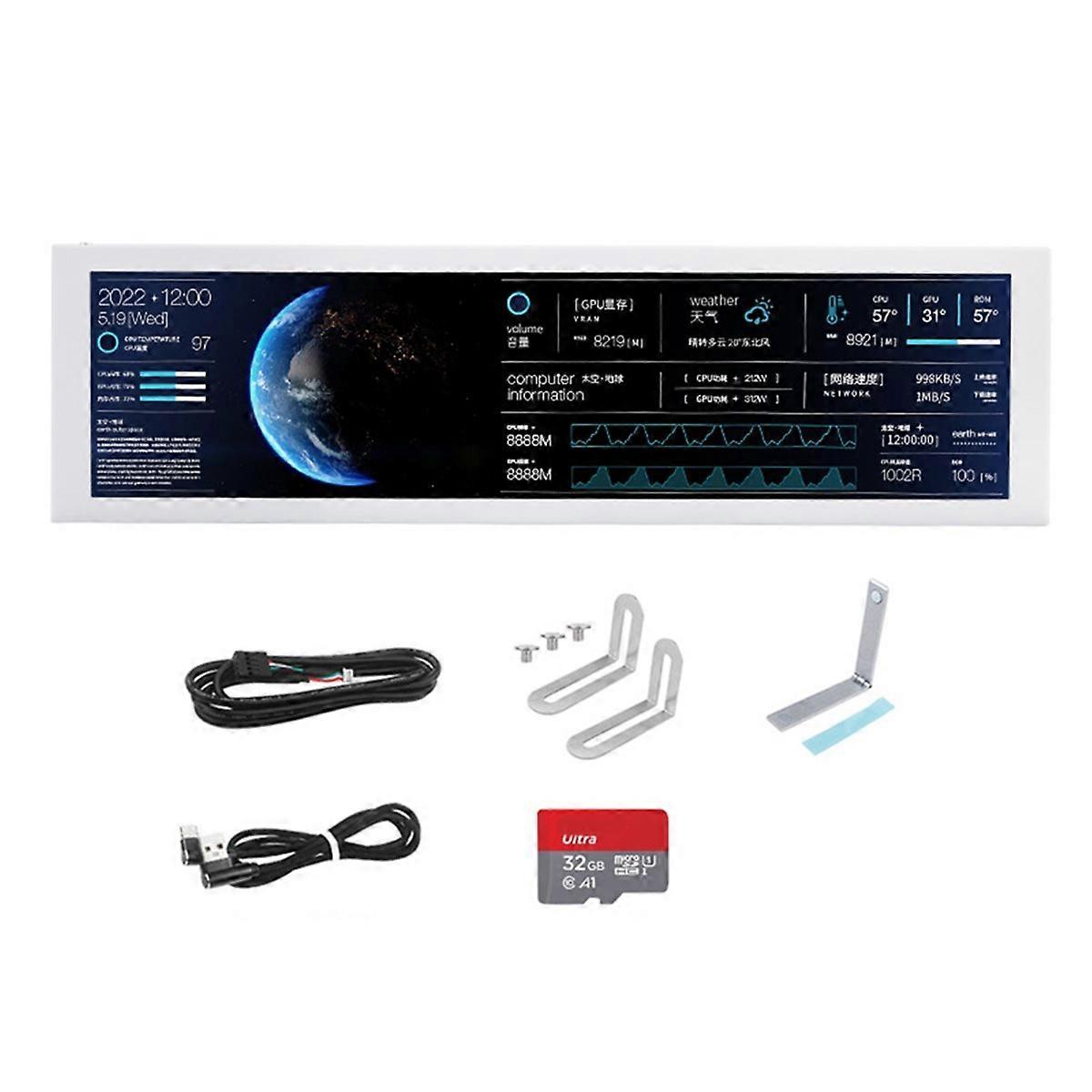 8.8 Inch IPS Type C Secondary Screen USB-C Interface Computer Monitoring CPU GPU RAM Dislpay Smart S