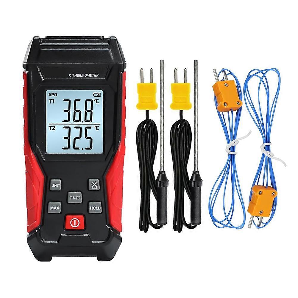Digital Thermocouple-Thermometer Dual Channel K Type Thermometer(-328-2501℉) LCD Display Temperature-Tester for K Type