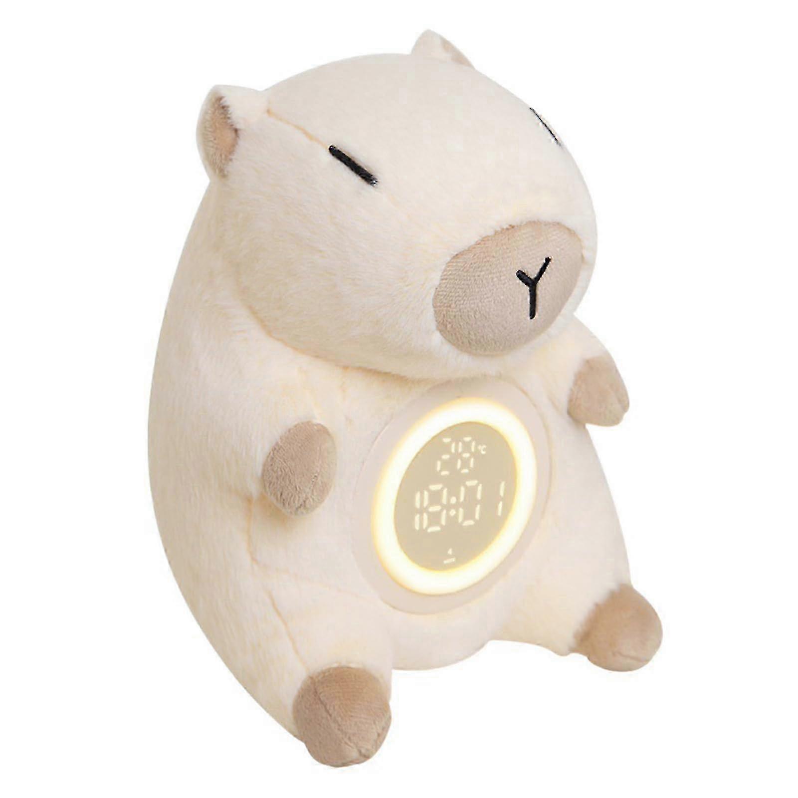 Capybara Alarm Clock Night Light for Kids, Rechargeable Touch Control Dimmable Warm White Auto Timer