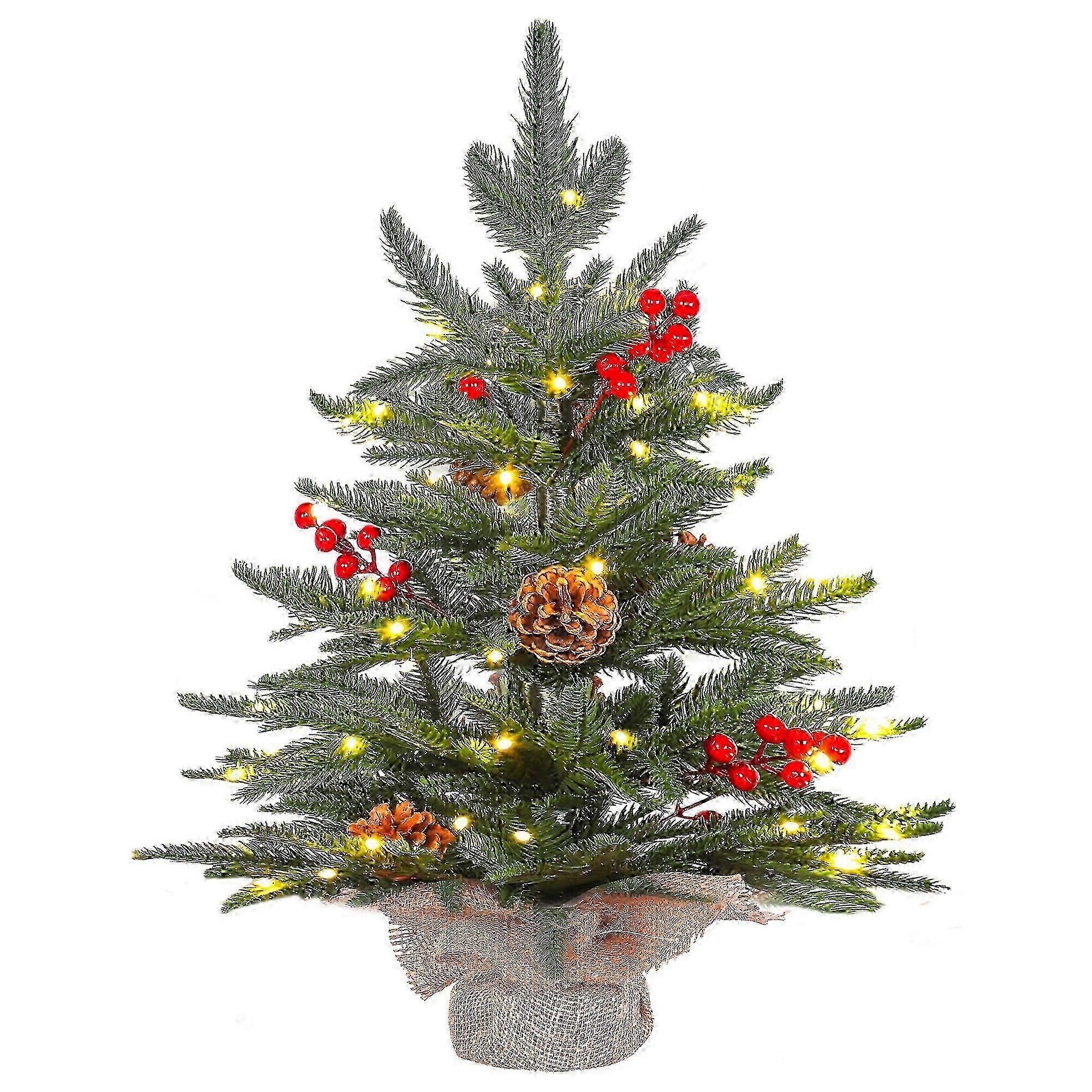 Small Christmas Tree 2 ft Mini Fir Artificial Xmas Tree with 50 Lights (8 Modes) 24 inch Tabletop Tree