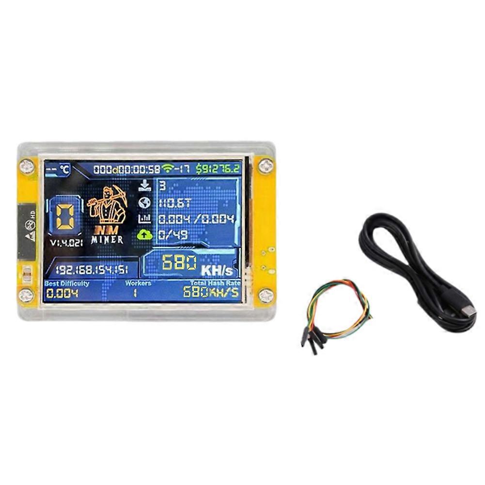 680KH/S NMMiner NerdMiner 3.5 Inch Big Display Bitcoin Crypto Solo Lottery Miner Upgraded Harshrate NerdMiner