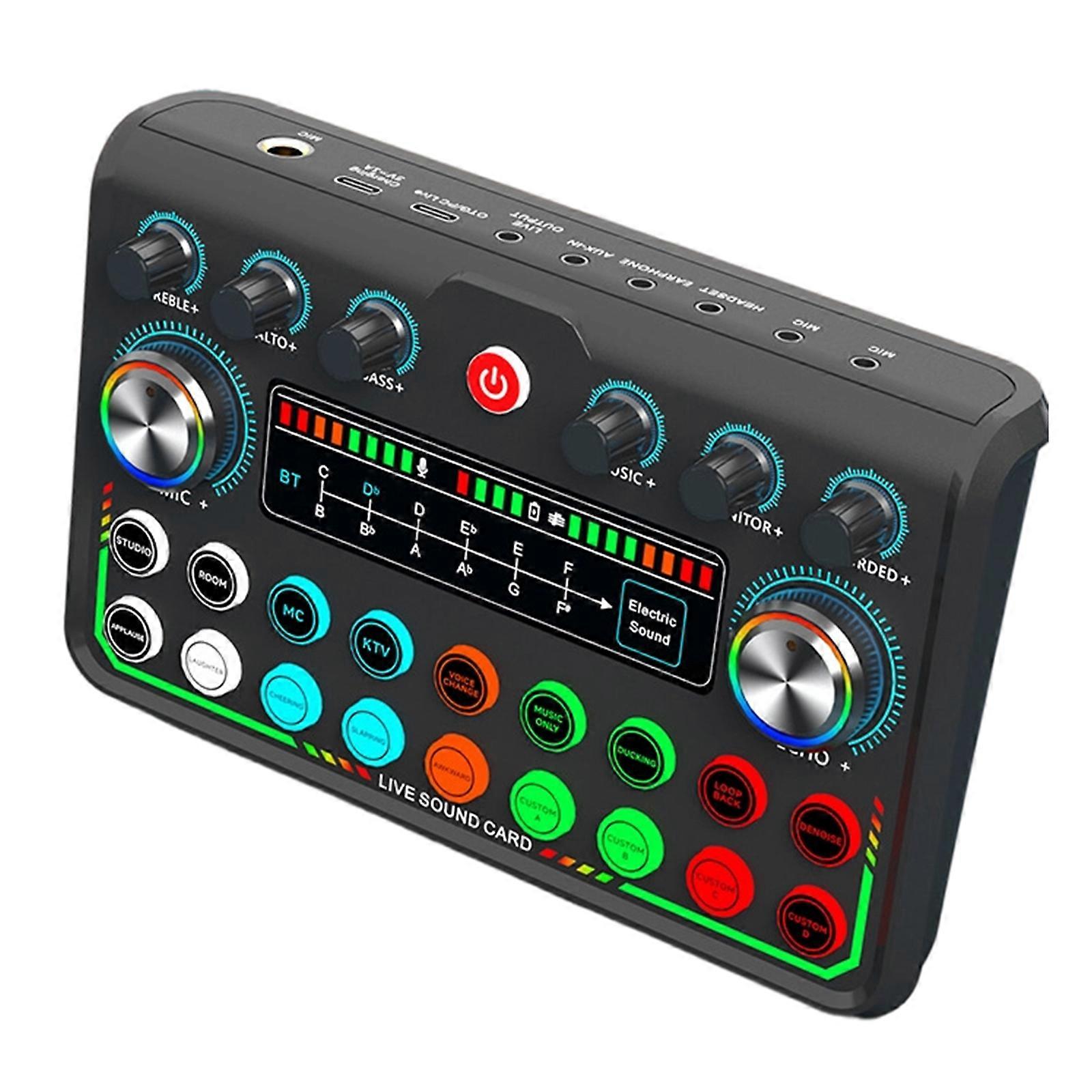 P99 Live Broadcast Sound Card Auditory Interface Dynamic Mic Support Clear Sound For Home Studio And Live Streaming Multicolor