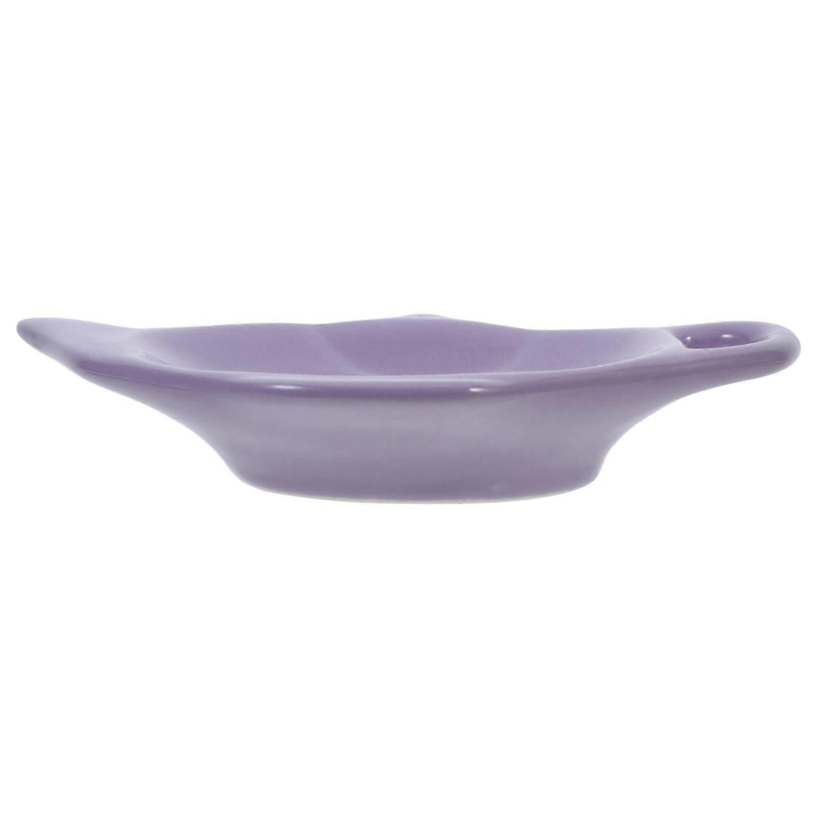 Ceramic Tea Bag Organizer Purple Teapot Shaped Serving Plate for
