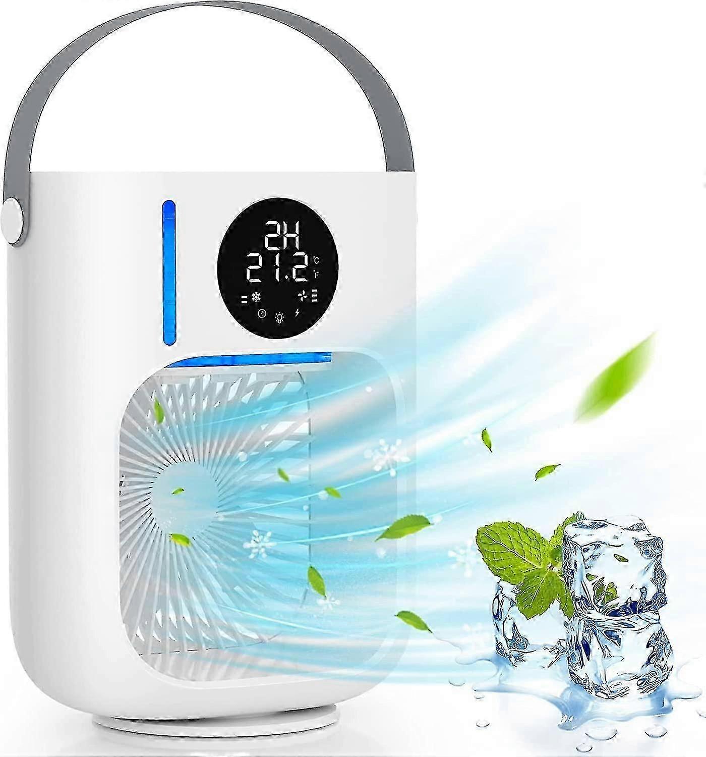 Portable Air Conditioner, 5 In 1 Air Cooler, 1000ml Mini Mobile Air Conditioner With Led Display, 3 Speeds, 2/12h Timer, 7 Colors Light, Humidifier, F