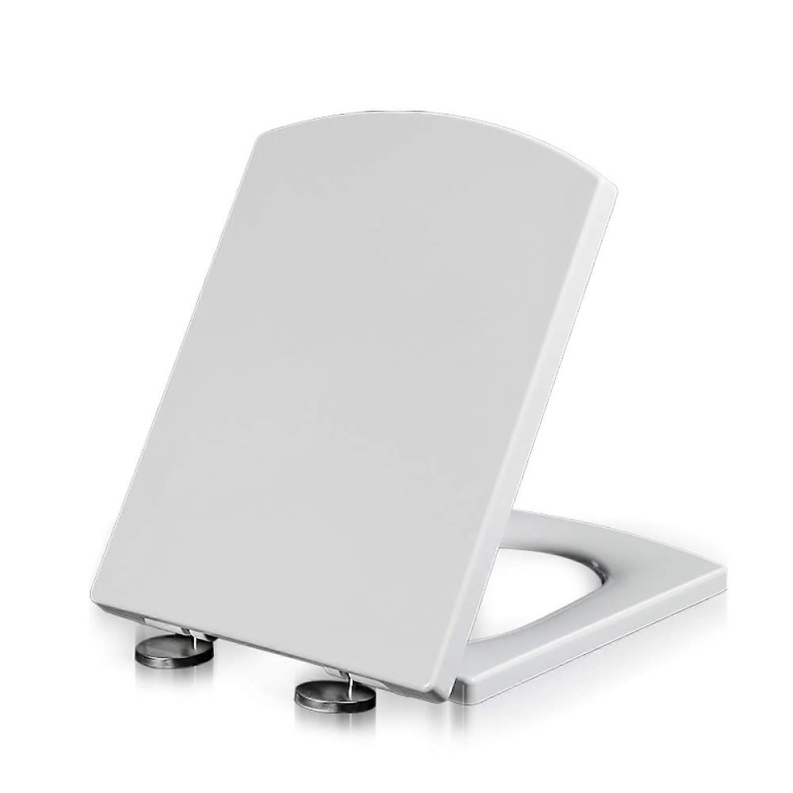 Square Resin Soft Close Toilet Seat with 360° Adjustable Fit for Standard Square Toilets 43x34.5cm