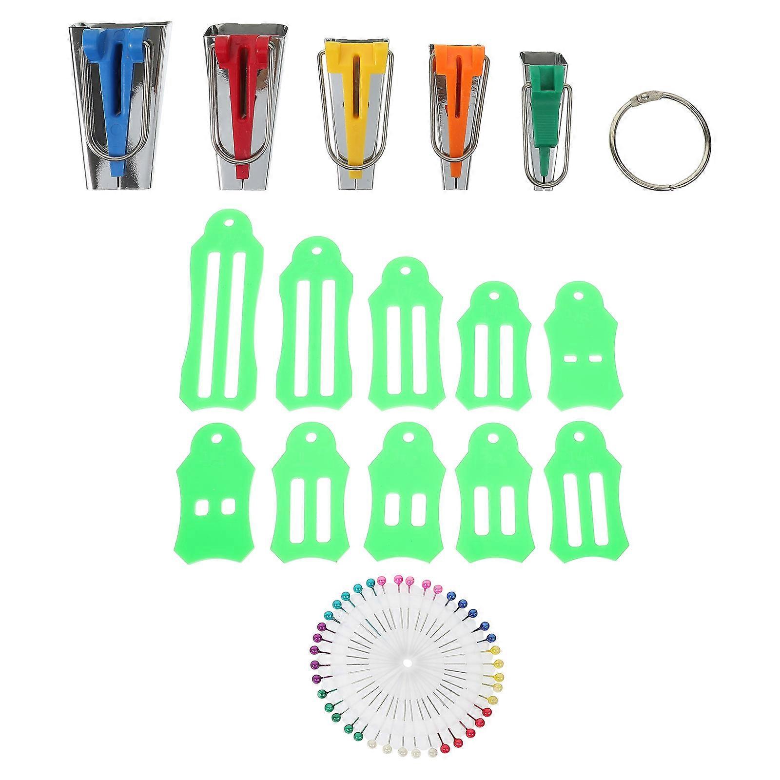 Bias Tape Maker Fabric Sewing Kit for Home Use Durable Plastic Assorted Color 1 Set