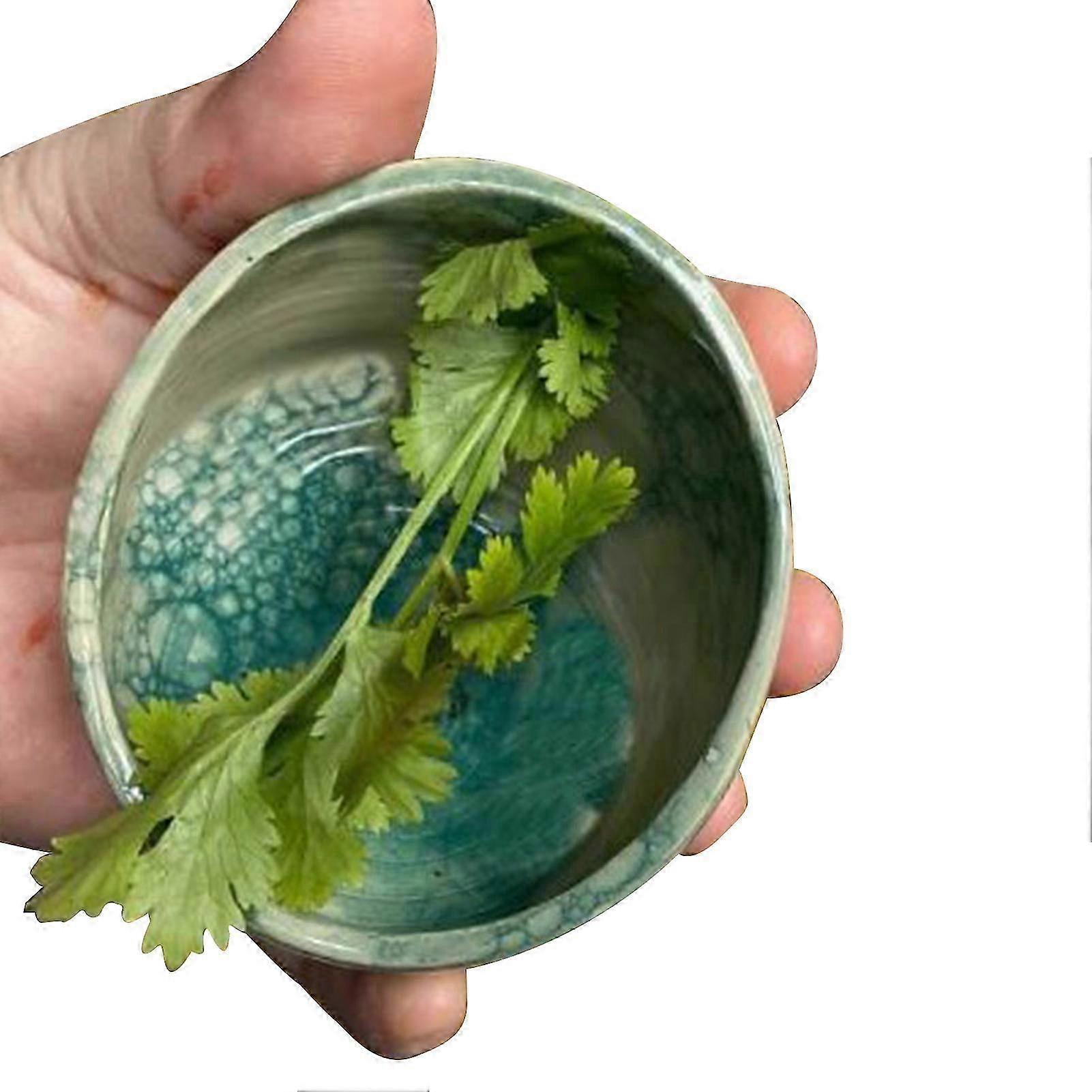 Pottery Herb Stripper Bowl Hand-made Efficient Leaf Puller for Collard Greens Rosemary Multi-functional Kitchen Tool Unique Chef Presents