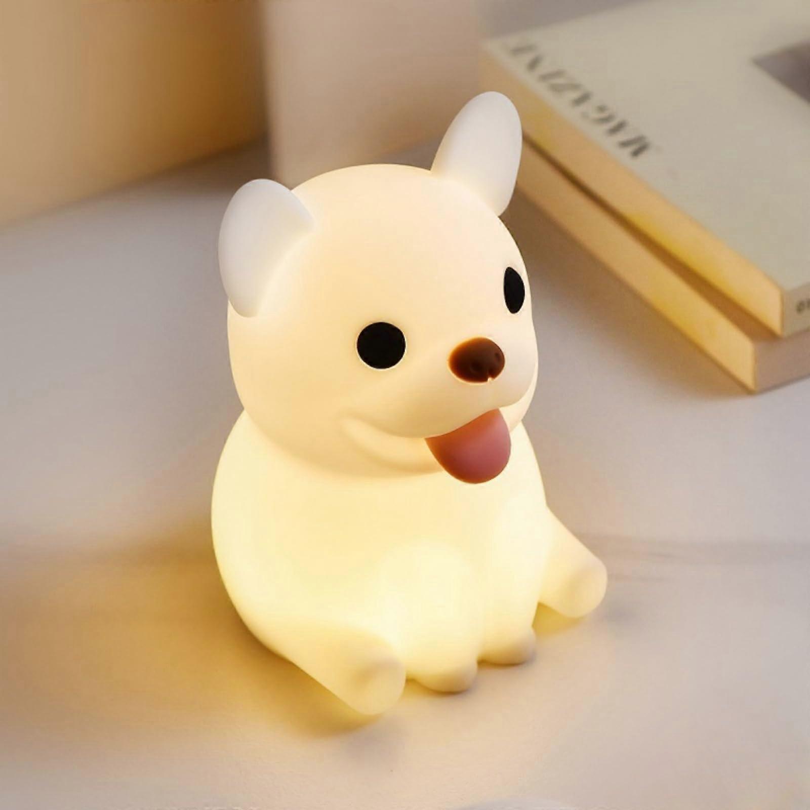 Dog Night Light Soft Silicone Cute Dog Lamp Touch Control Adjustable Brightness with Timer