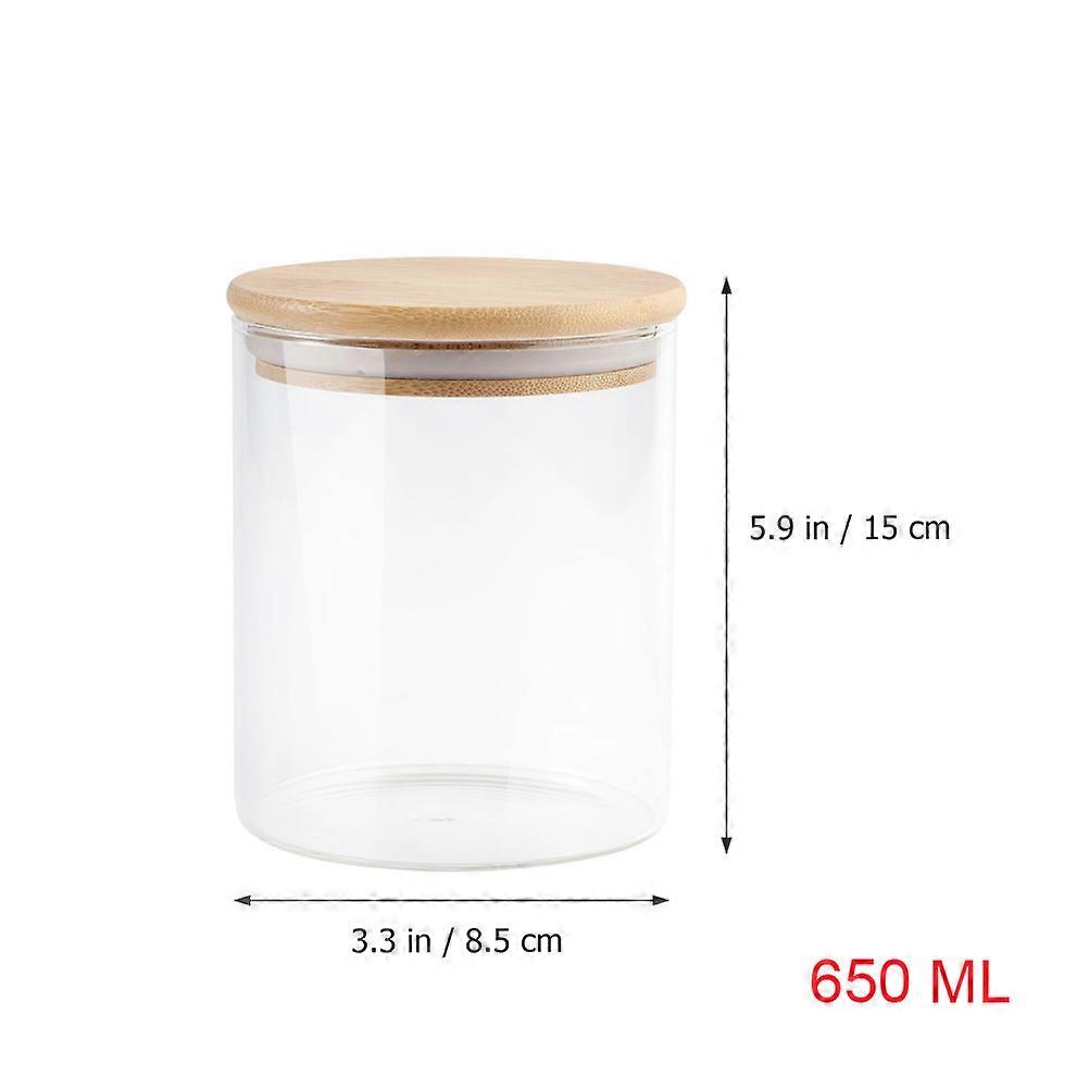 Clear Jars Glass Jars with Bamboo Lid Moisture Resistance for Home Users 650ml 1Pcs