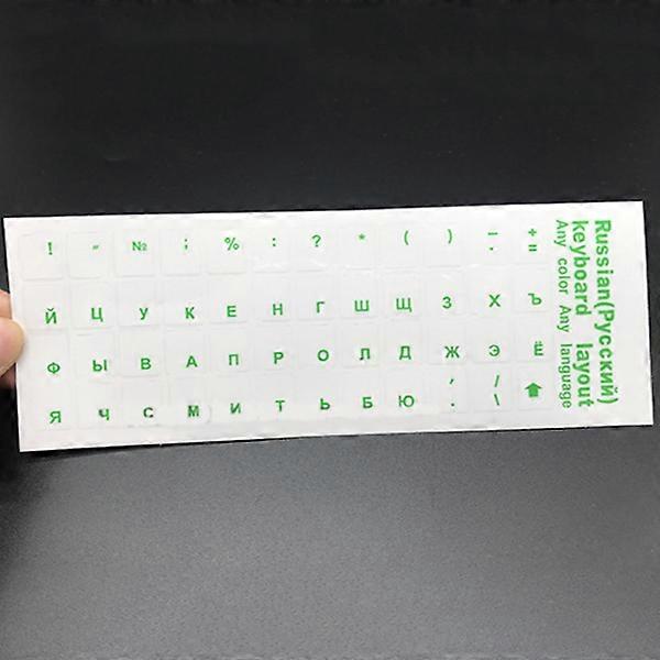 Universal Russian Transparent Keyboard Stickers for Laptop Lett Green