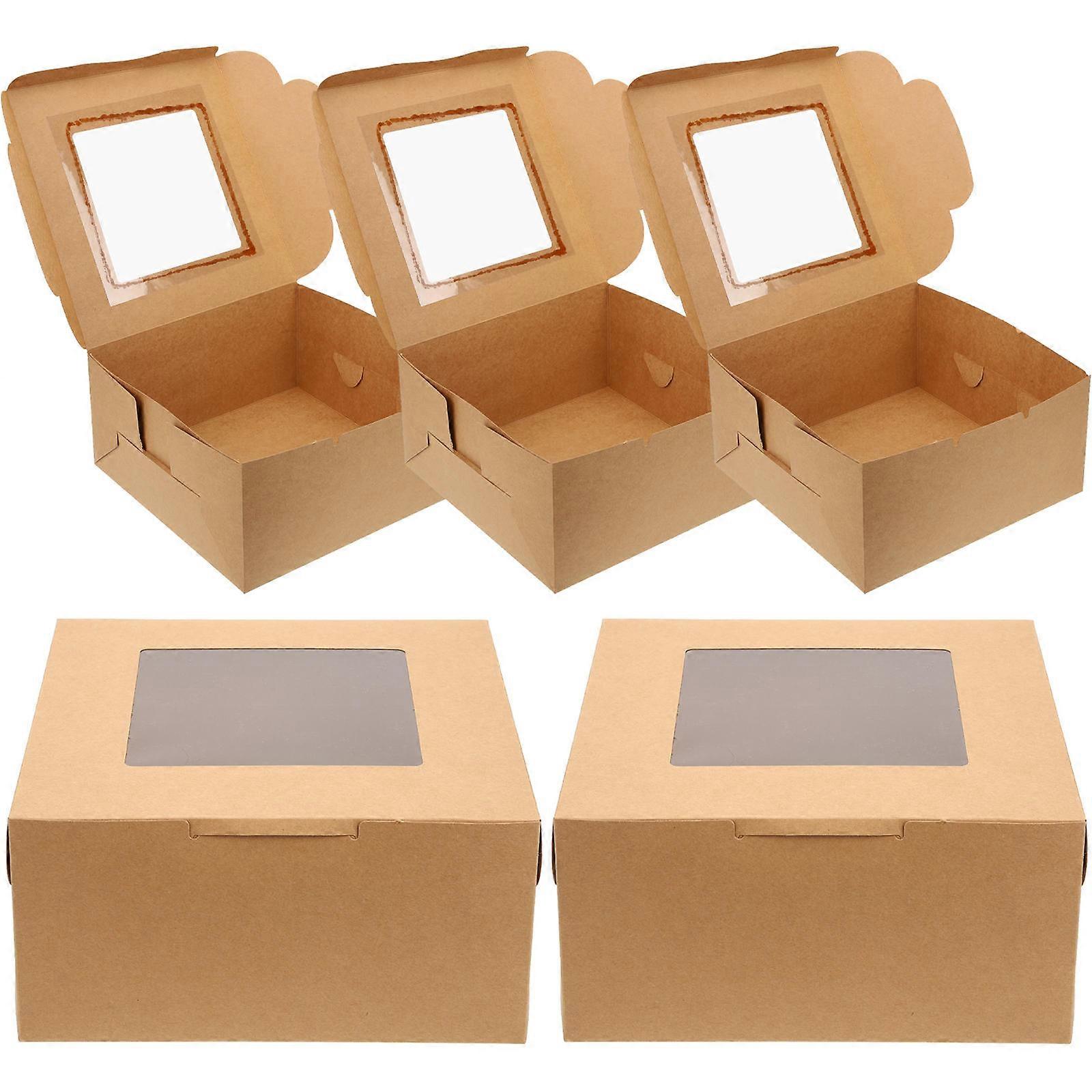 Light Brown Paper Cake Boxes for Cake Storage with Window 10Pcs