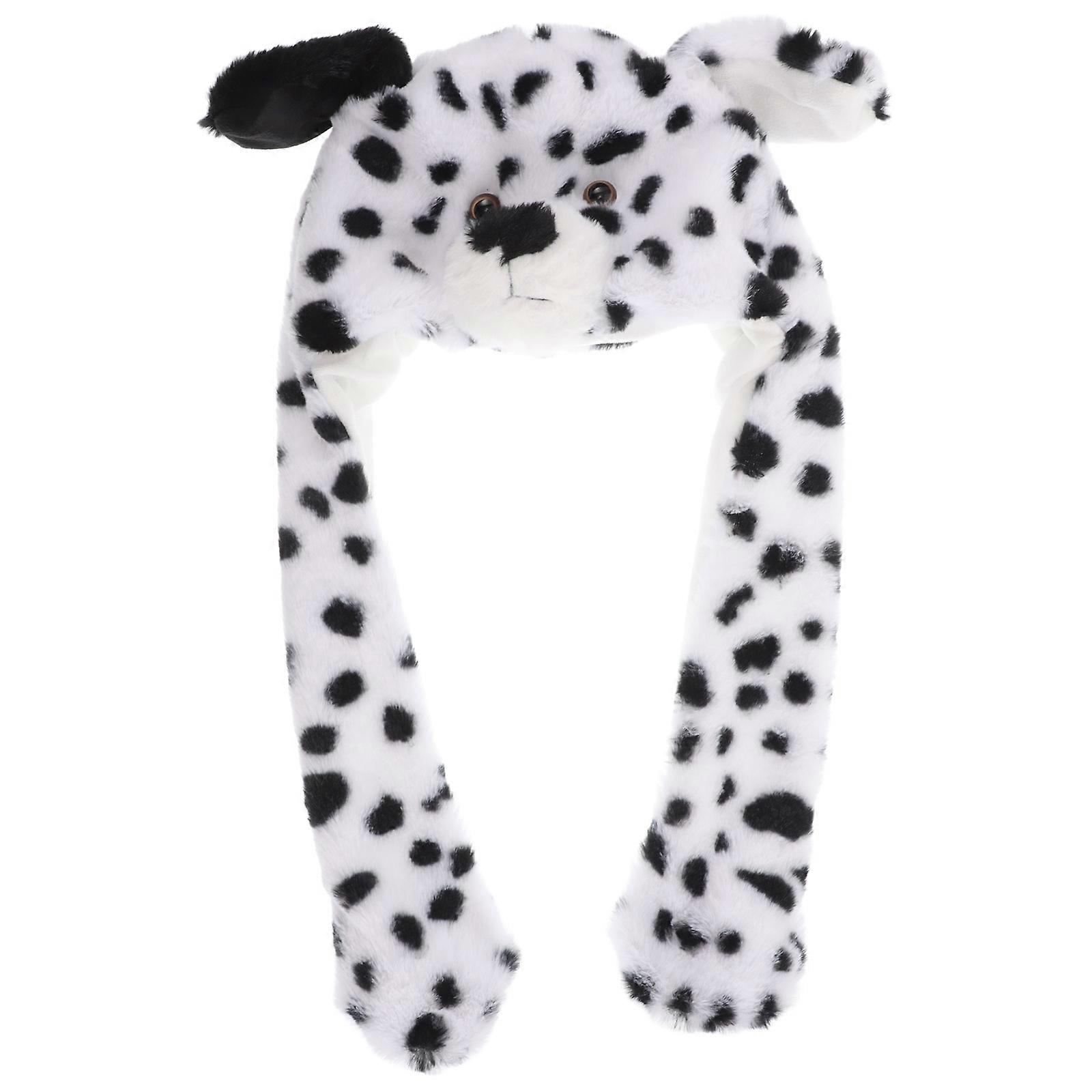 Funny Plush Animals Dalmatian Hat for Party with Moving Ears Warm Beanie