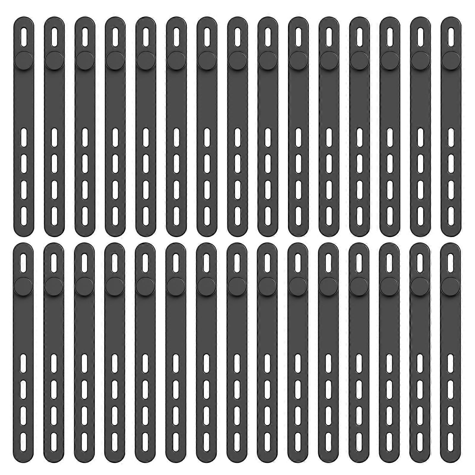 30Pc Elastic Silicone Cable Ties Soft Adjustable Cable Straps Cord Bundle Organizer Wrap Reusable Wire Management w/ Lock Buckle