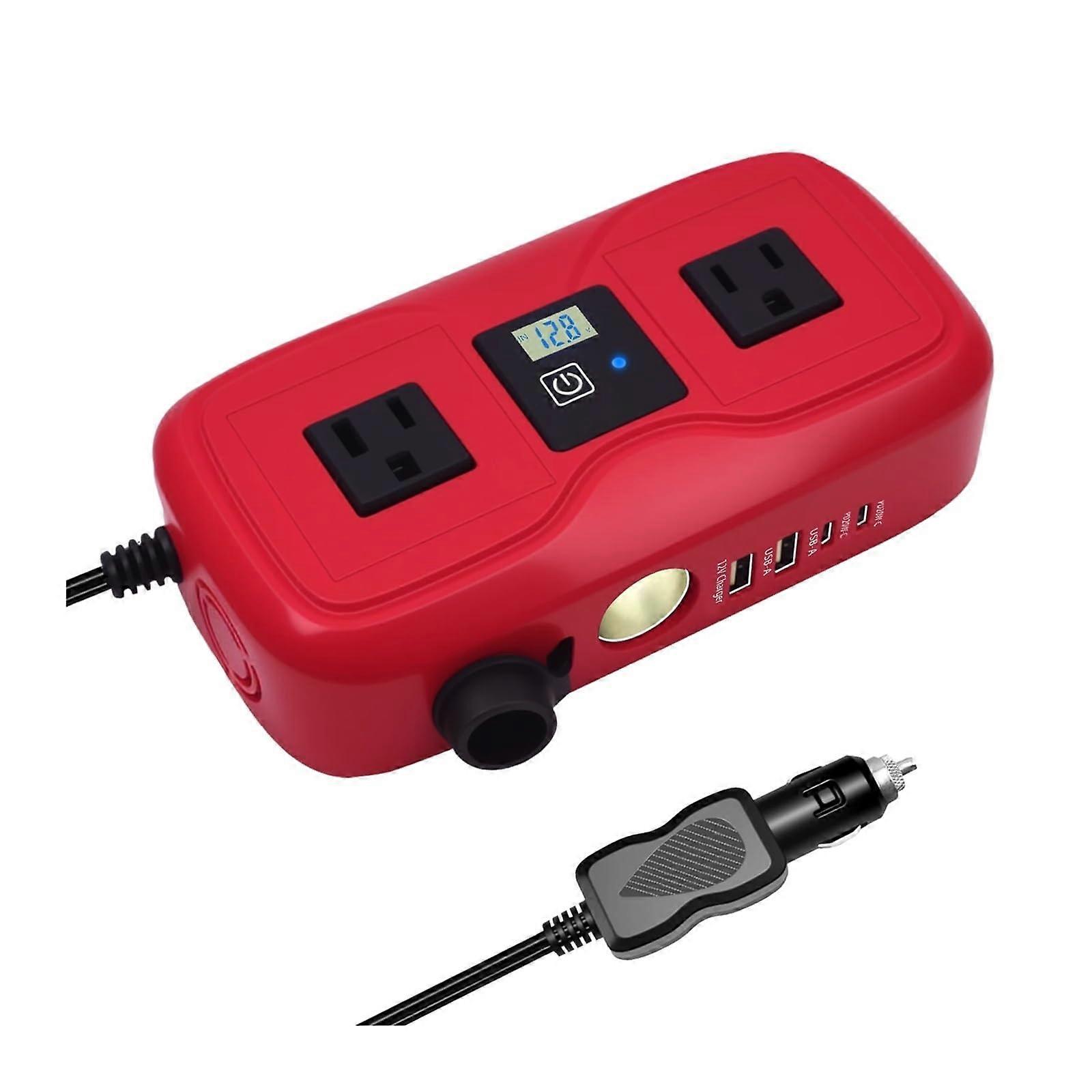 Car Power Inverter 200W 12V to 220V with Dual AC Outlets USB and TypeC for Travel Camping