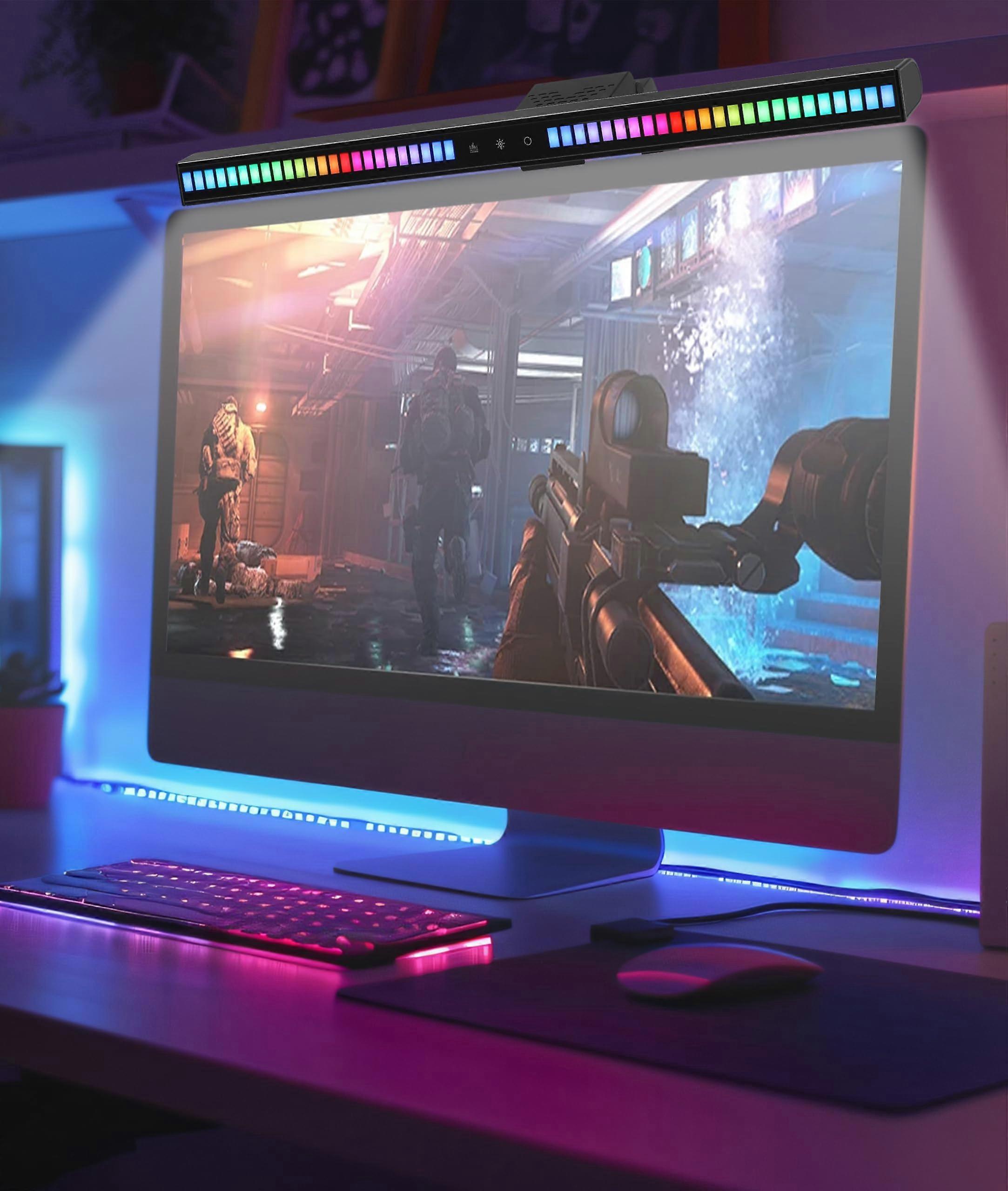 RGB Monitor Light Bar with Audio Sync and EyeCare Lighting, USB Powered for Gaming and Home