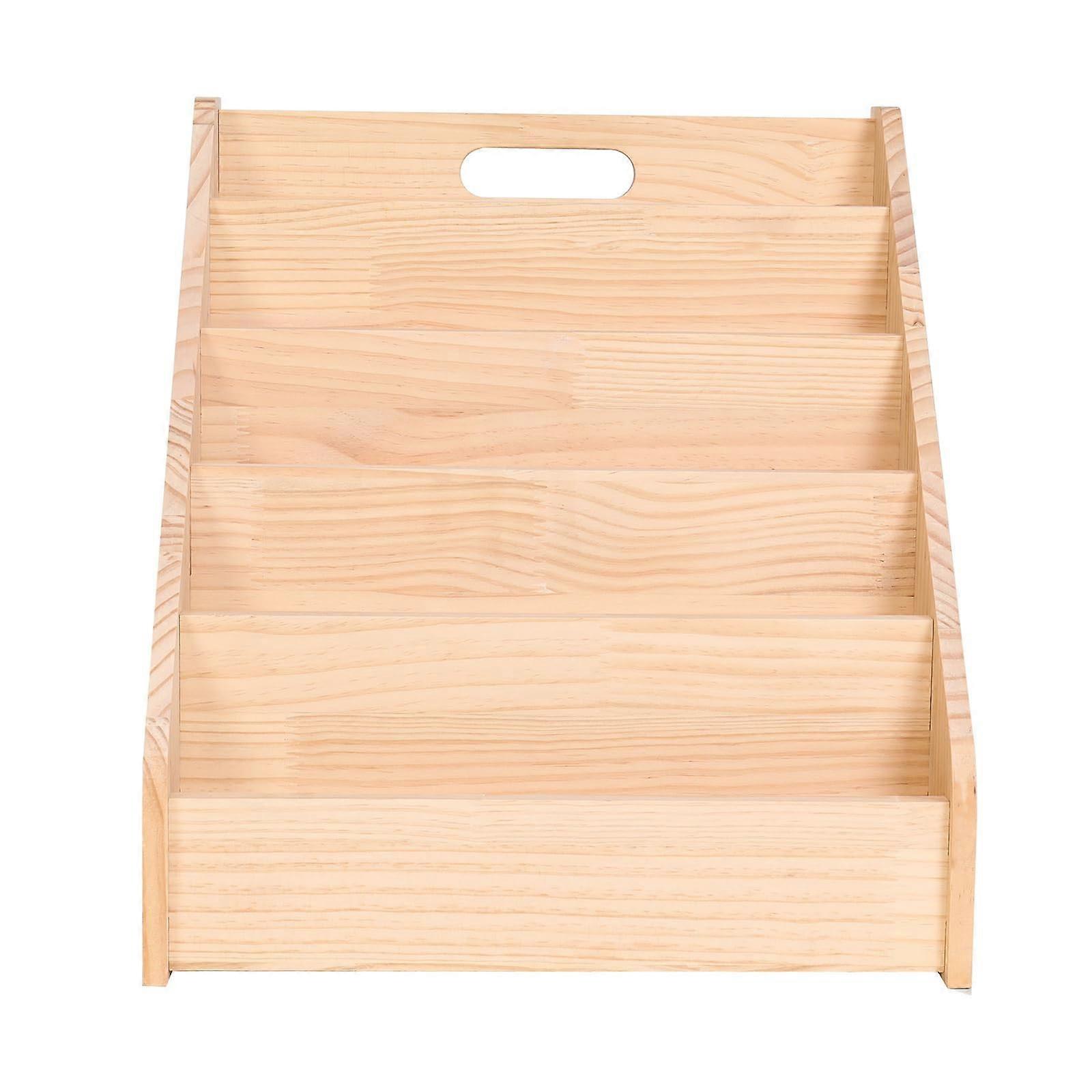 Wooden Kids Book Display Shelf for Toddlers with ForwardFacing Design and Extra Storage