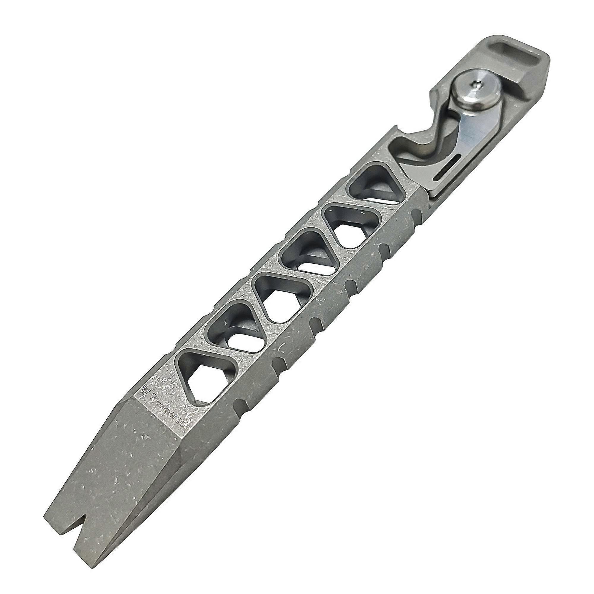 Titanium EDC Multi Tool Pry Bar with Bottle Opener, 4.6in TC4 Alloy Stone Wash Compact Design